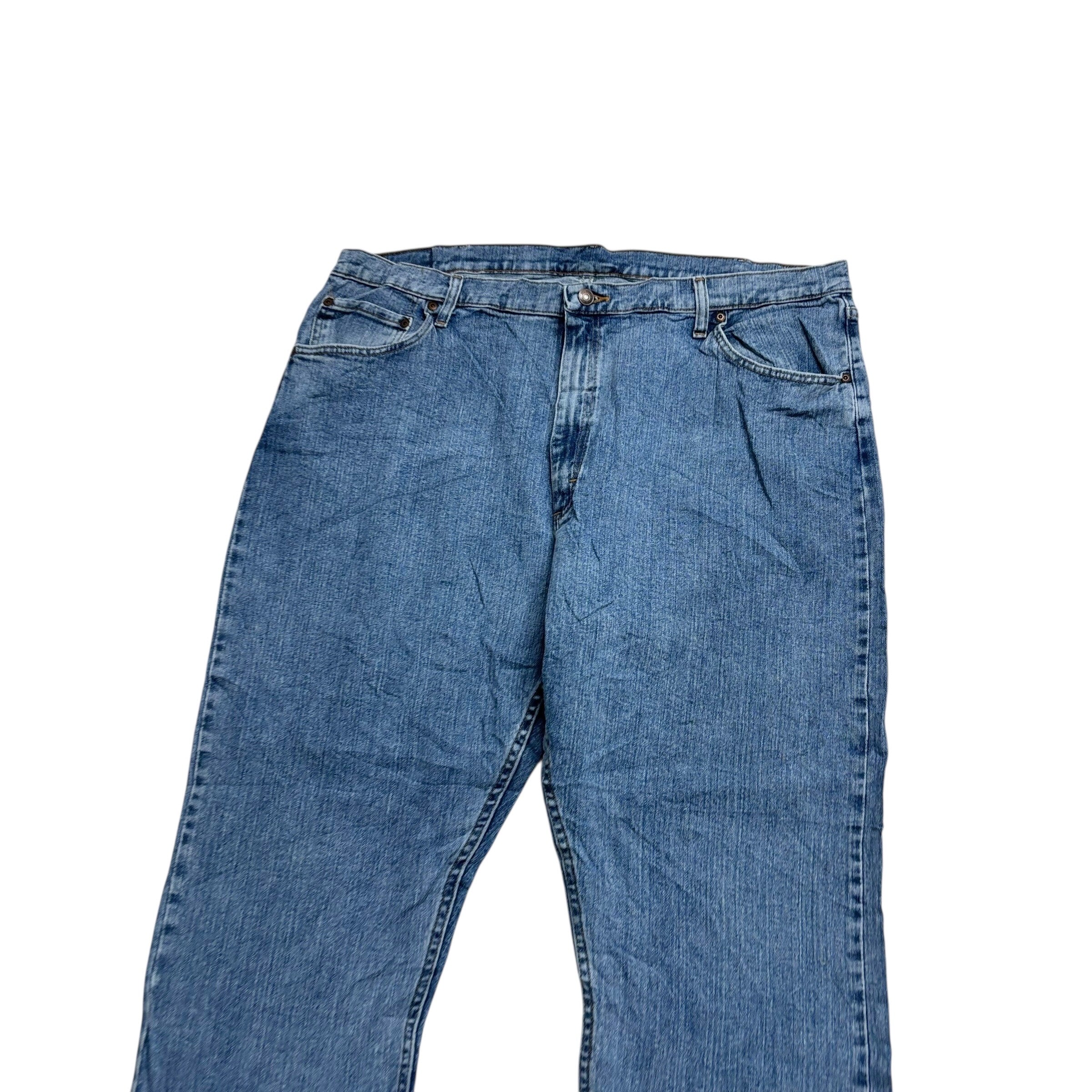 Wrangler Jeans W42 L30 Mens Mid Blue Relaxed Straight Fit Stretch Denim