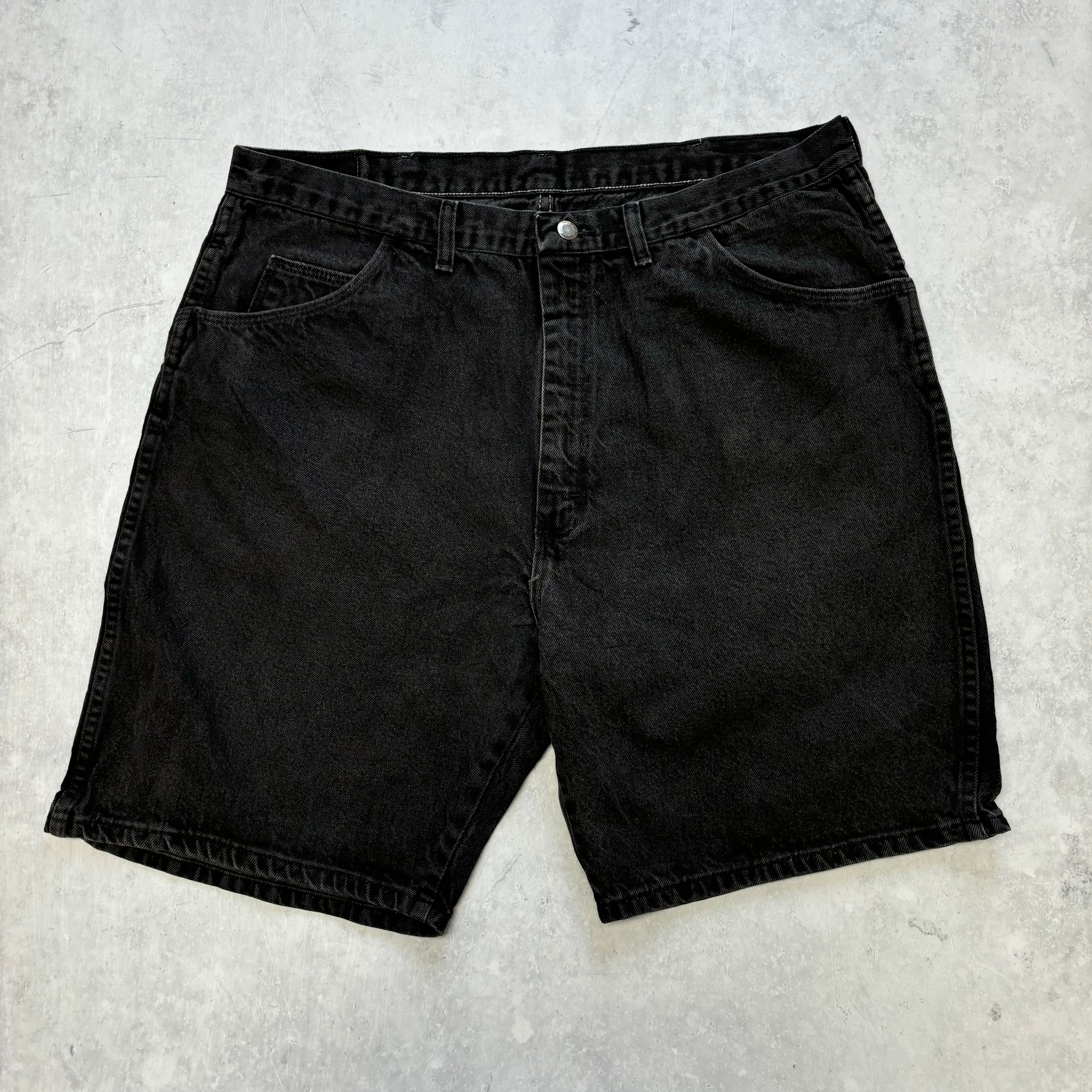 Vintage Wrangler Jorts W38 Mens Denim Shorts Black Baggy Relaxed Fit