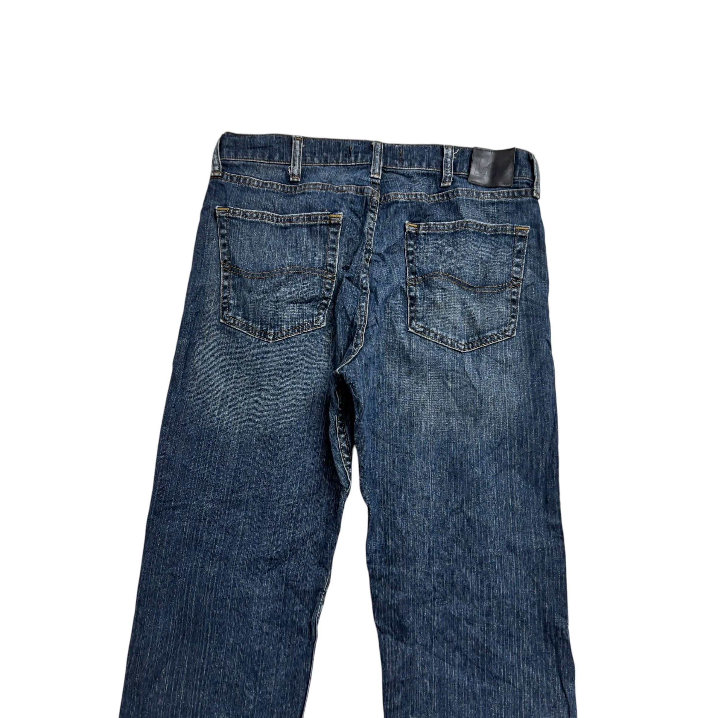 Lee Jeans W34 L30 Mens Mid Blue Regular Straight Fit Denim (E)
