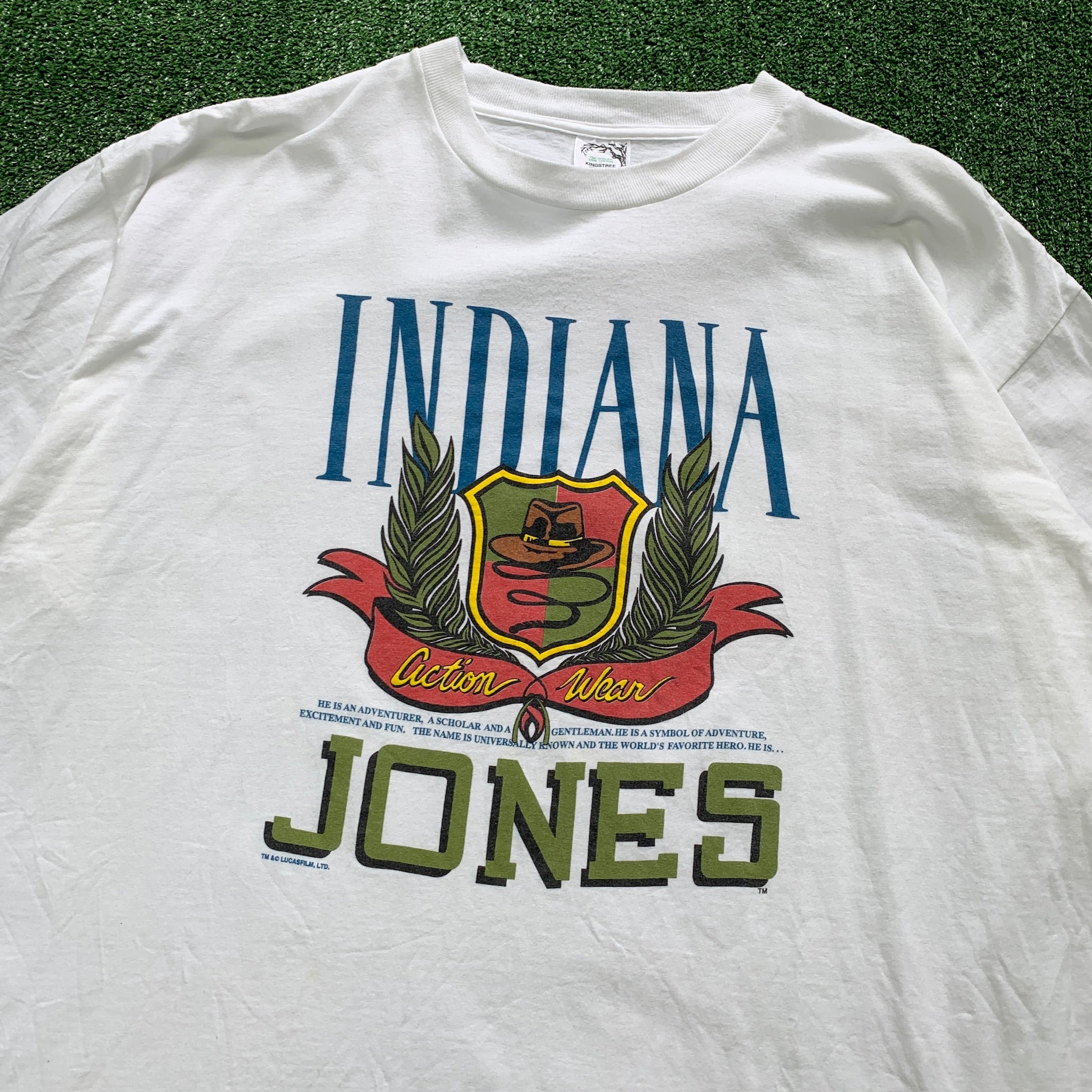 Vintage T Shirt Mens 3XL White Single Stitch 90s Indiana Jones Film Movie Promo