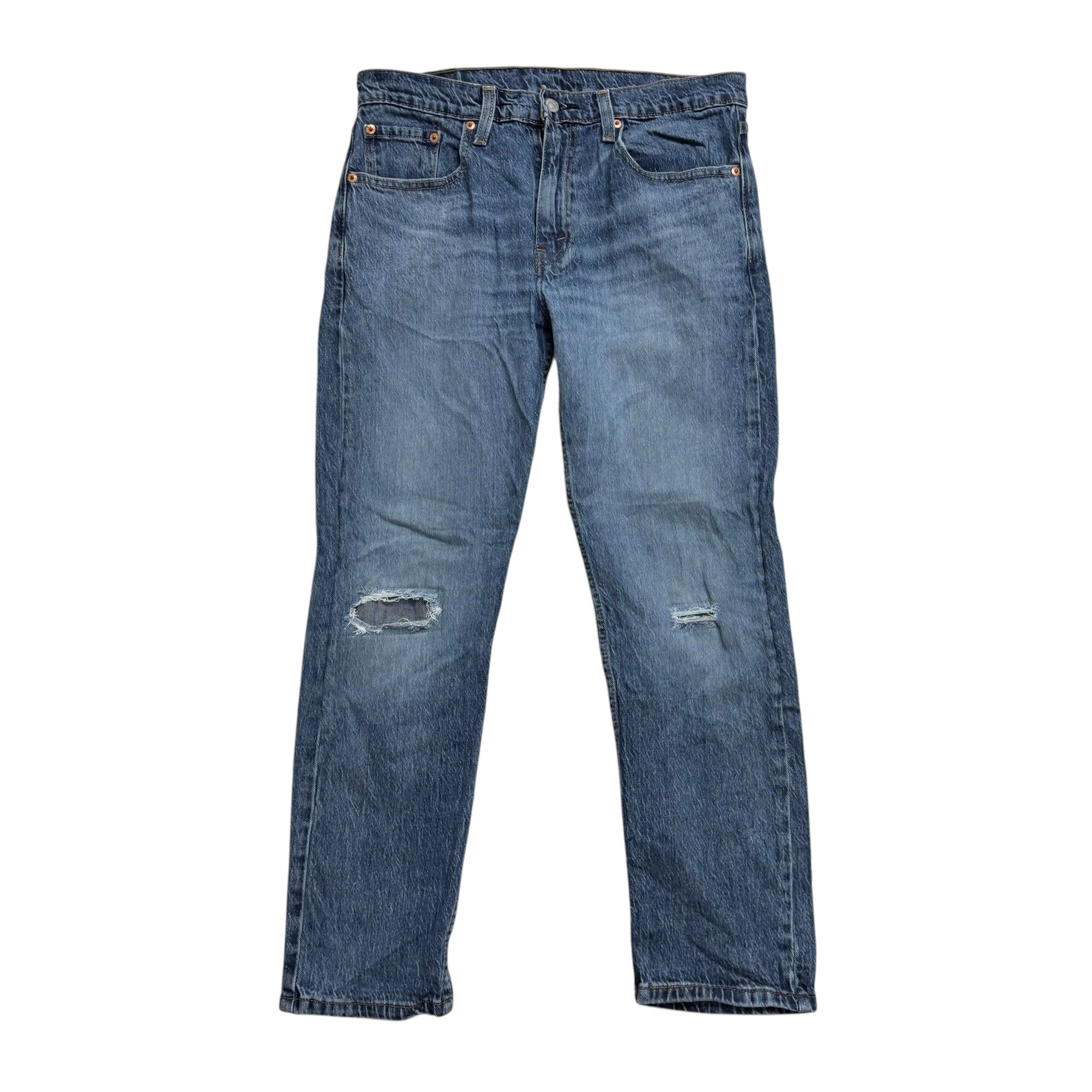 Levis 502 Jeans W33 L29 Mens Mid Blue Regular Tapered Fit Stretch Distressed
