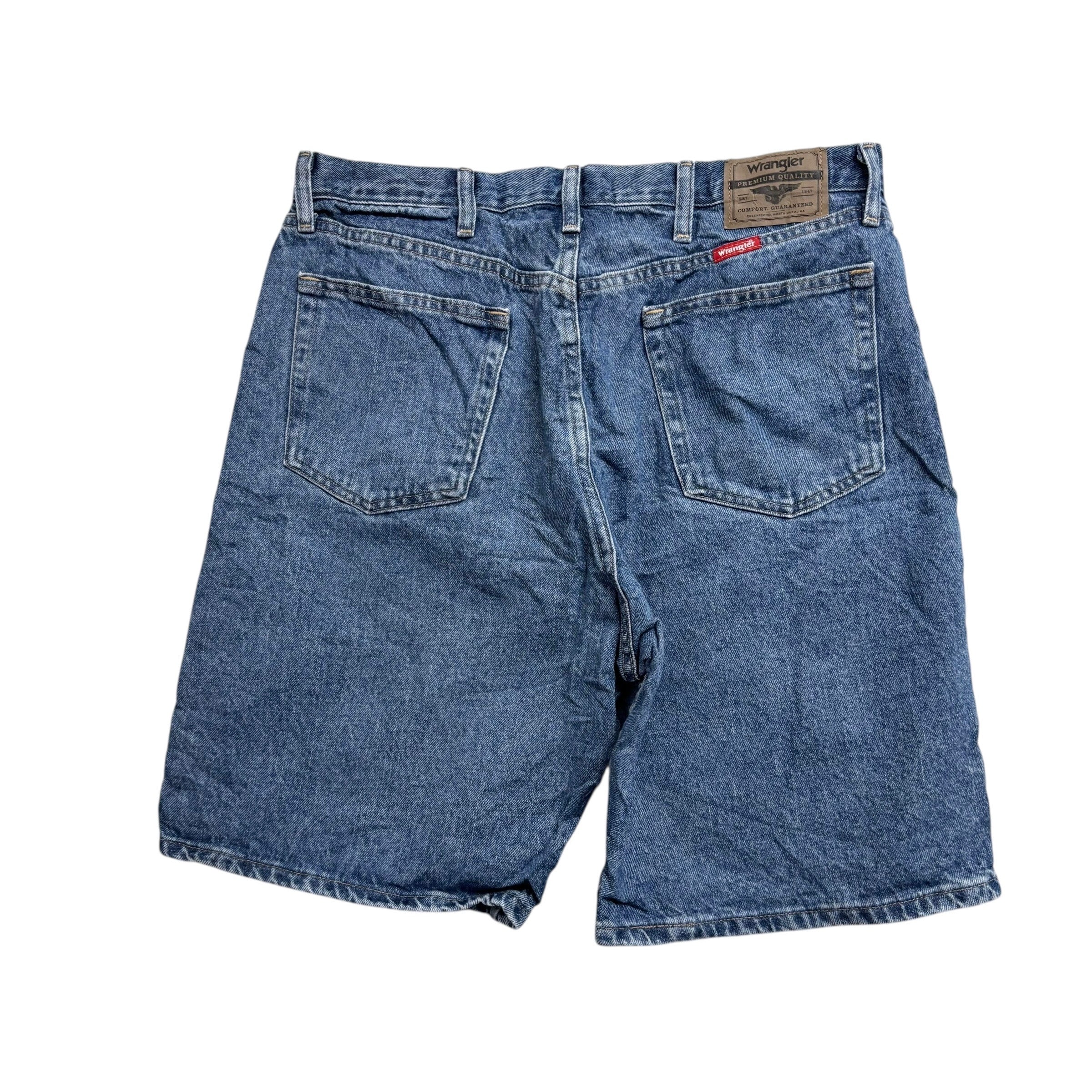Wrangler Baggy Jorts W34 Mens Denim Shorts Mid Blue Relaxed Fit (E)