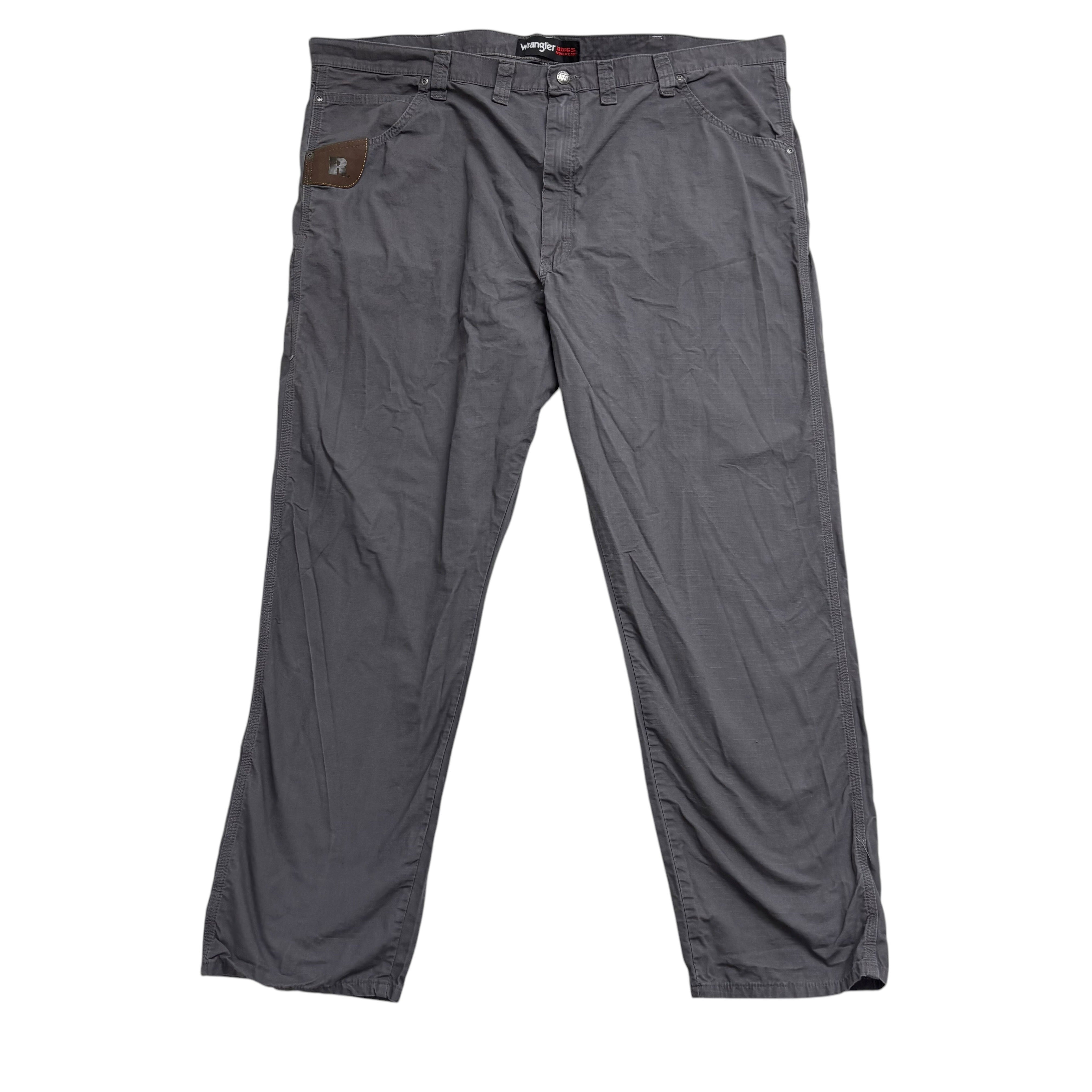 Wrangler Carpenter Pants W46 L32 Mens Grey Relaxed Straight Fit Trousers (E)
