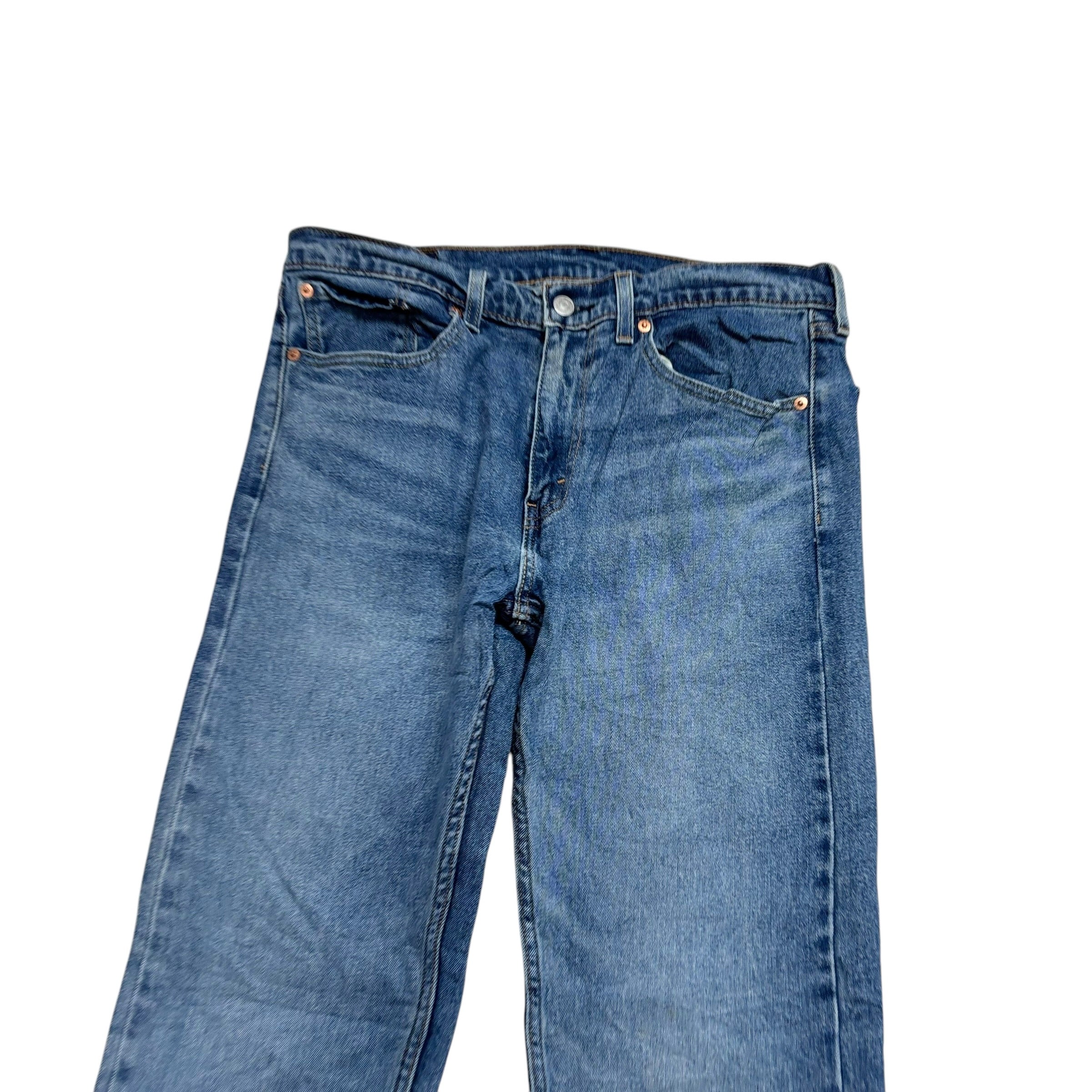 Levis 505 Jeans W32 L34 Mens Mid Blue Regular Straight Fit Stretch Denim (E)