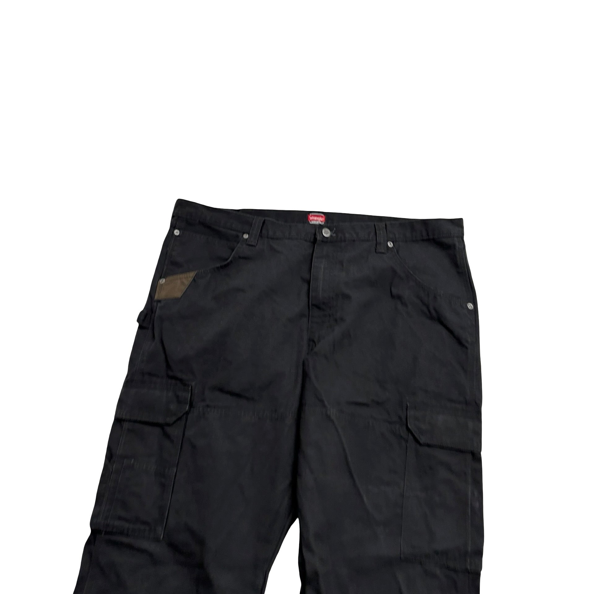 Wrangler Cargo Trousers W42 L30 Mens Black Relaxed Straight Fit Pants (E)