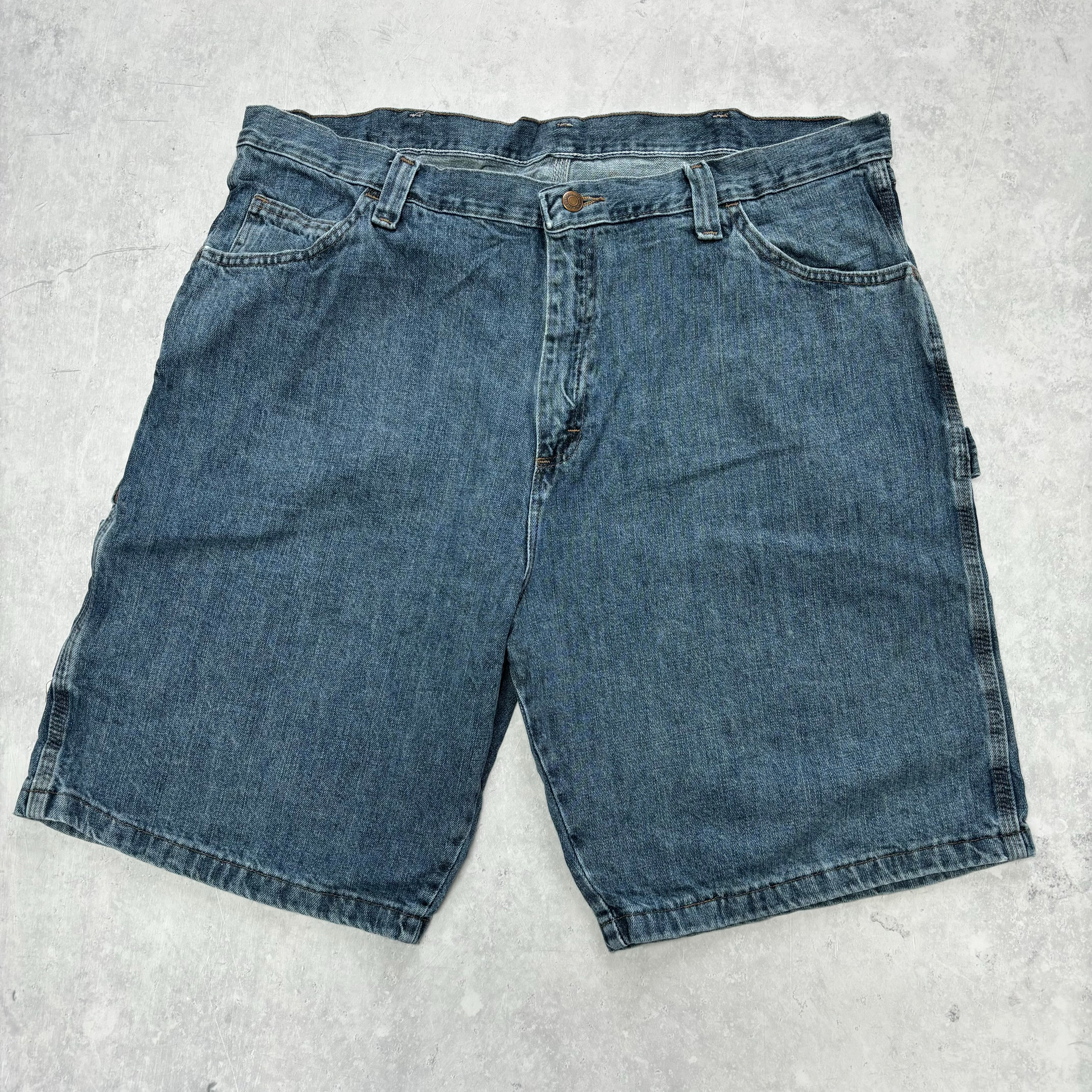 Vintage Wrangler Jorts W40 Mens Denim Shorts Mid Blue Baggy Relaxed Carpenter