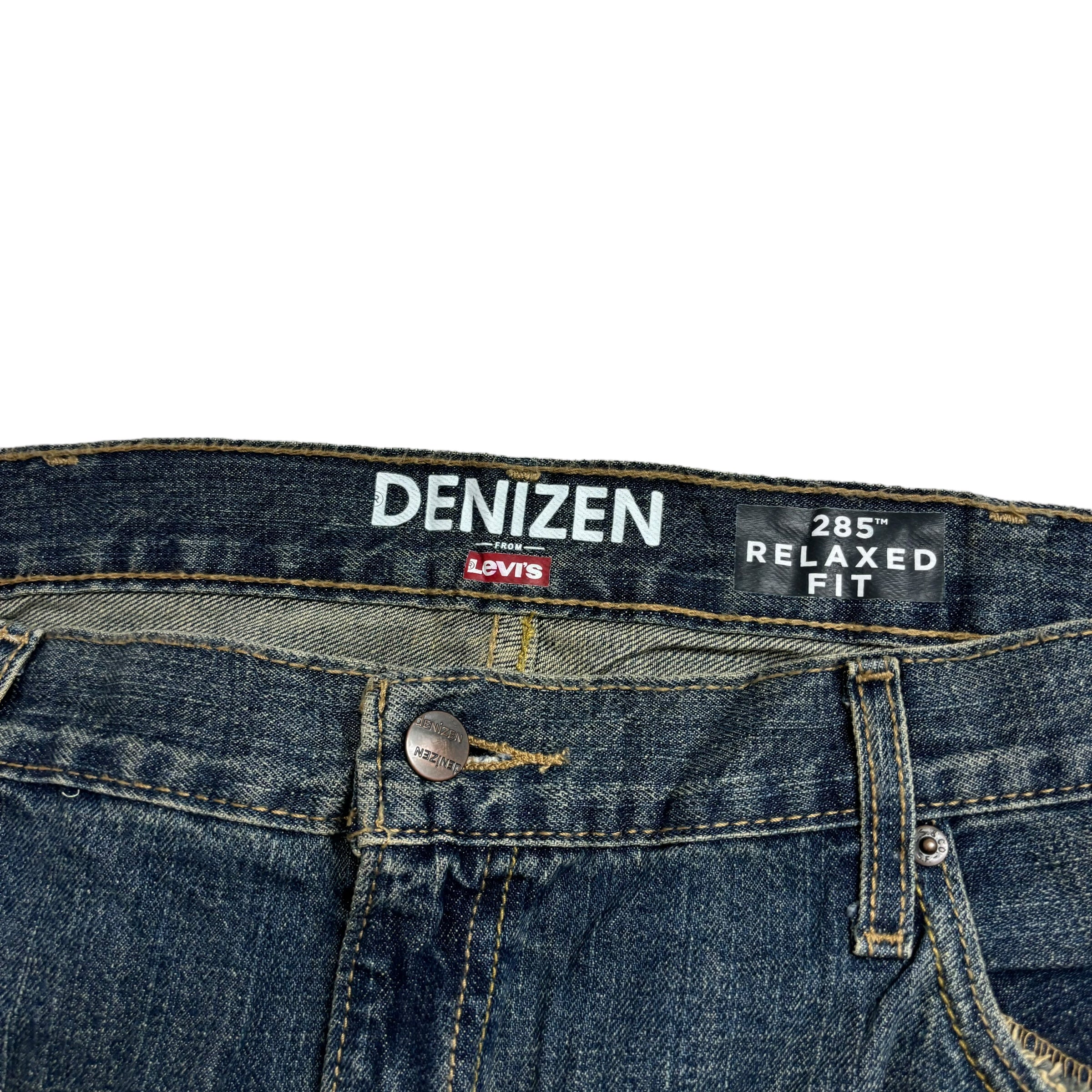 Levis Denizen Jeans W42 L30 Mens Dark Blue Relaxed Straight Fit Denim