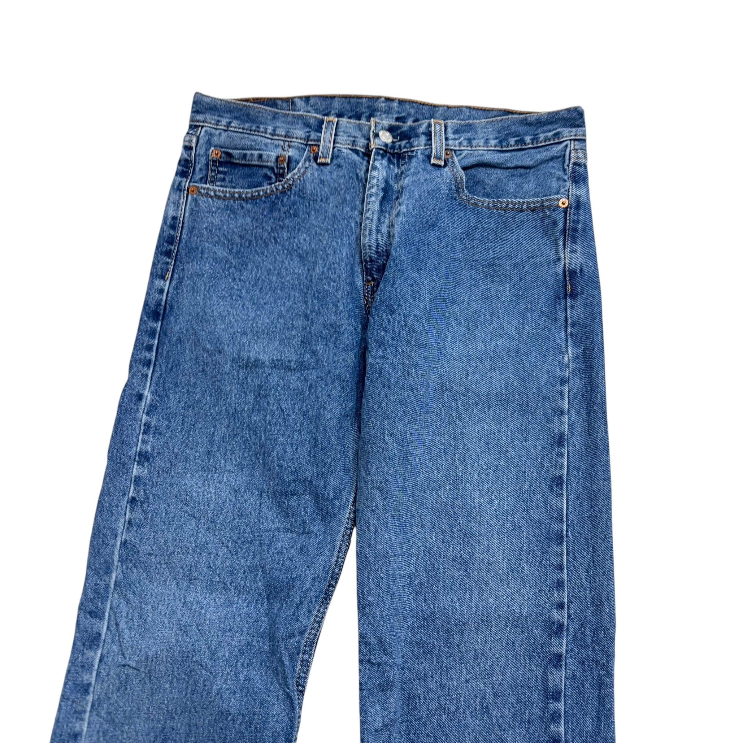 Levis 505 Jeans W33 L32 Mens Mid Blue Regular Straight Fit Denim (E)