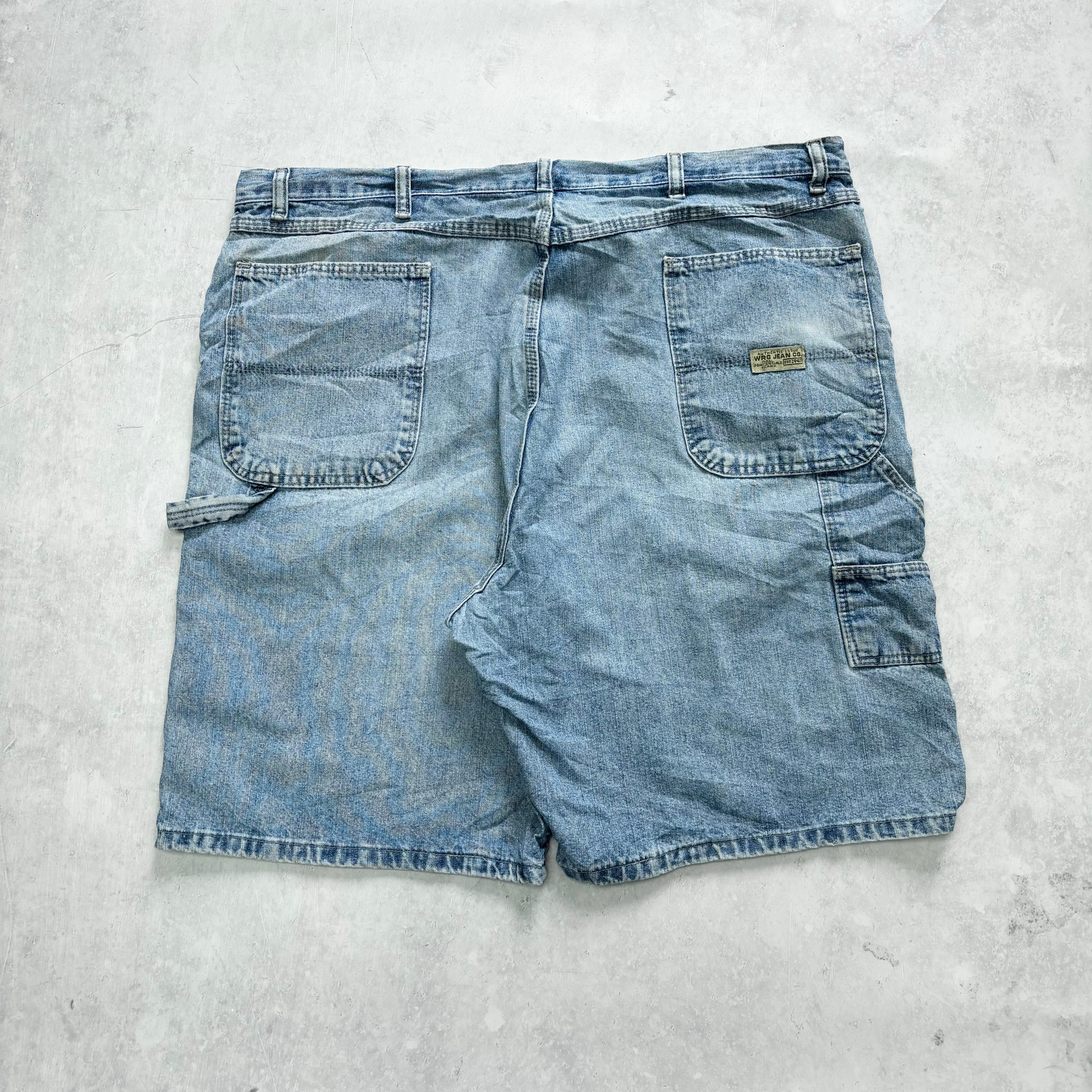 Vintage Wrangler Jorts W40 Mens Denim Shorts Light Blue Baggy Relaxed Carpenter