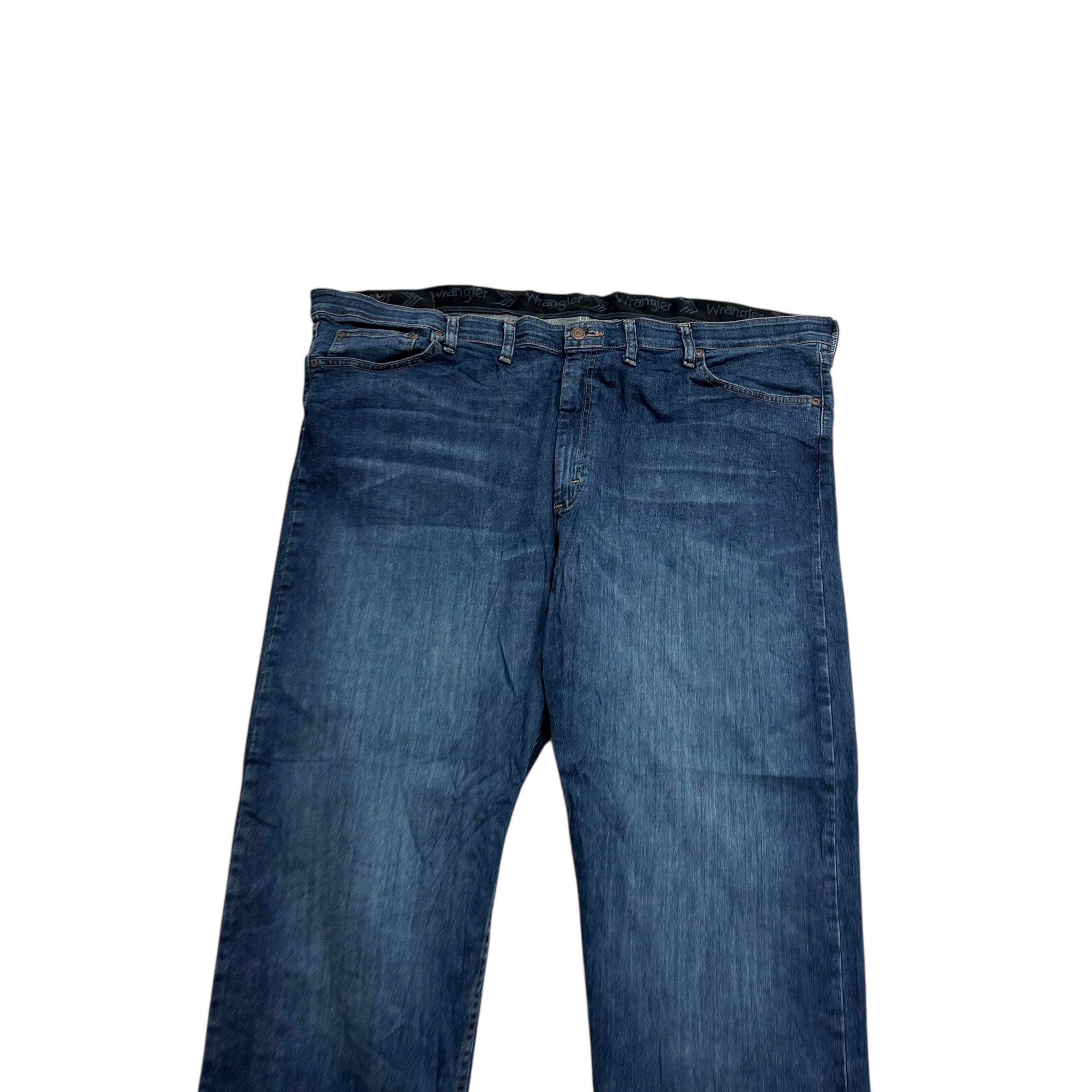 Wrangler Jeans W48 L30 Mens Dark Blue Relaxed Straight Fit Stretch Denim (E)