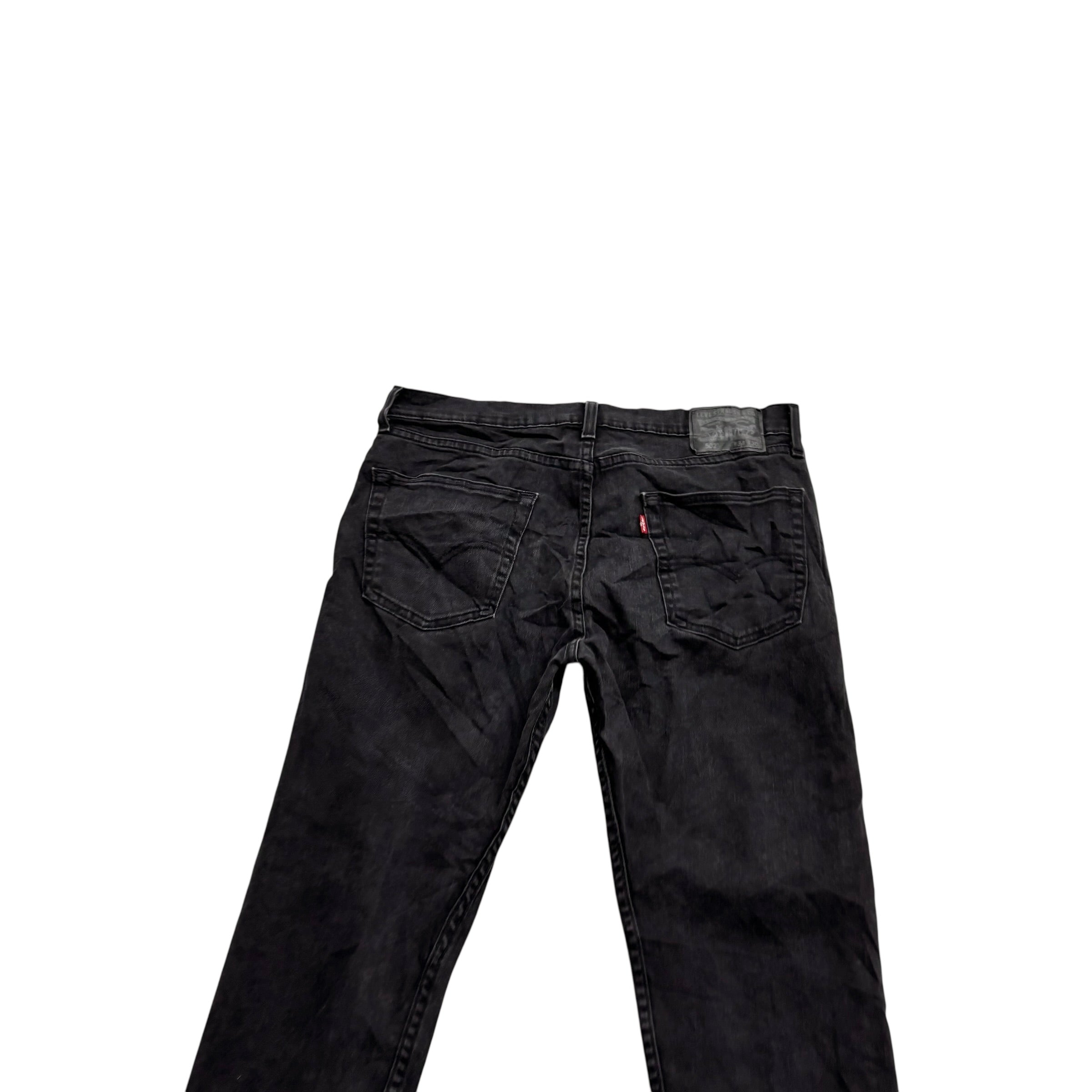 Levis 502 Jeans W34 L30 Mens Black Regular Tapered Fit Stretch Denim (E)