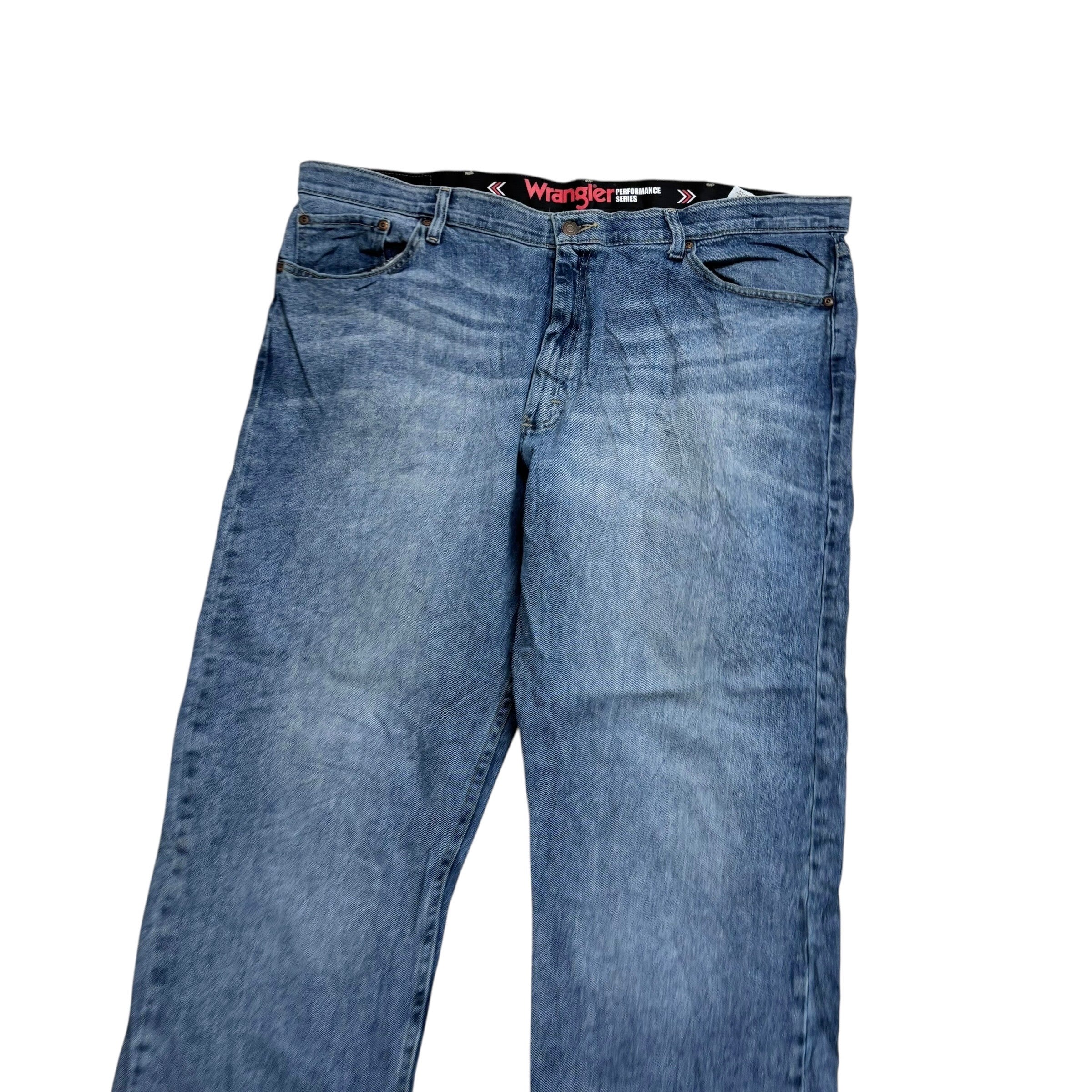 Wrangler Jeans W42 L30 Mens Mid Blue Relaxed Straight Fit Stretch Denim (E)