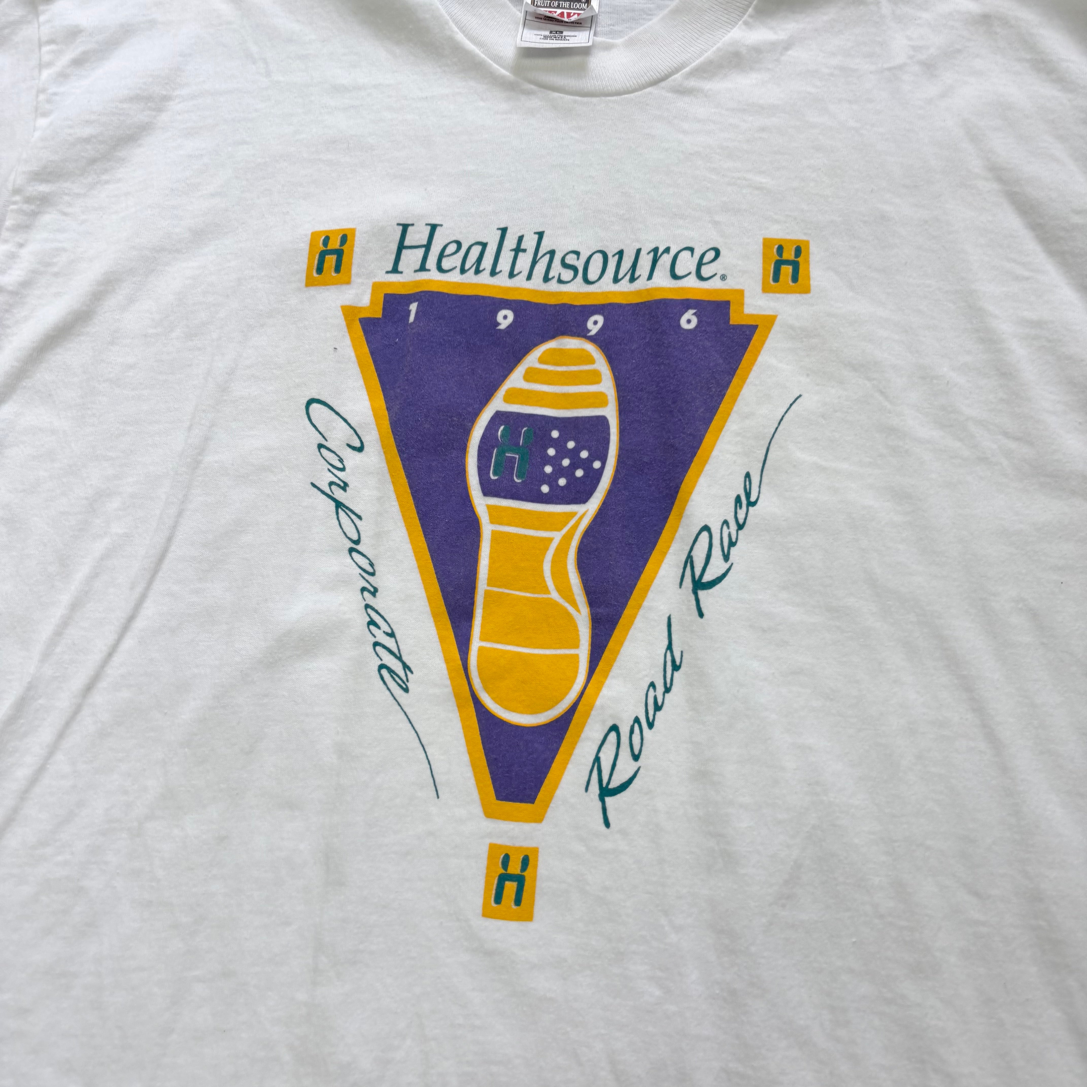 Vintage T Shirt Mens XL White Single Stitch Graphic Print 90s Running (E)