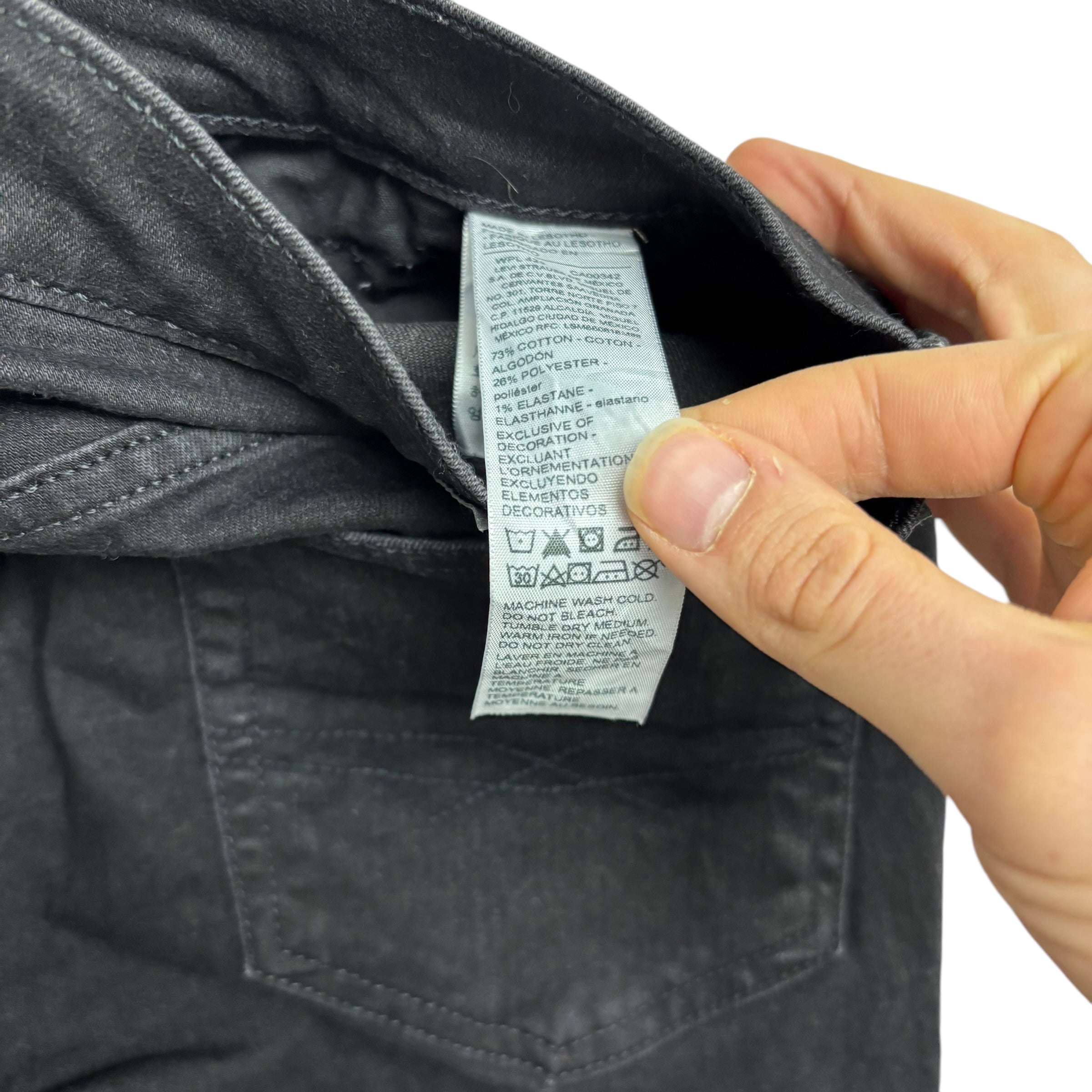 Levis Signature Jeans W32 L30 Mens Black Slim Fit Stretch Denim