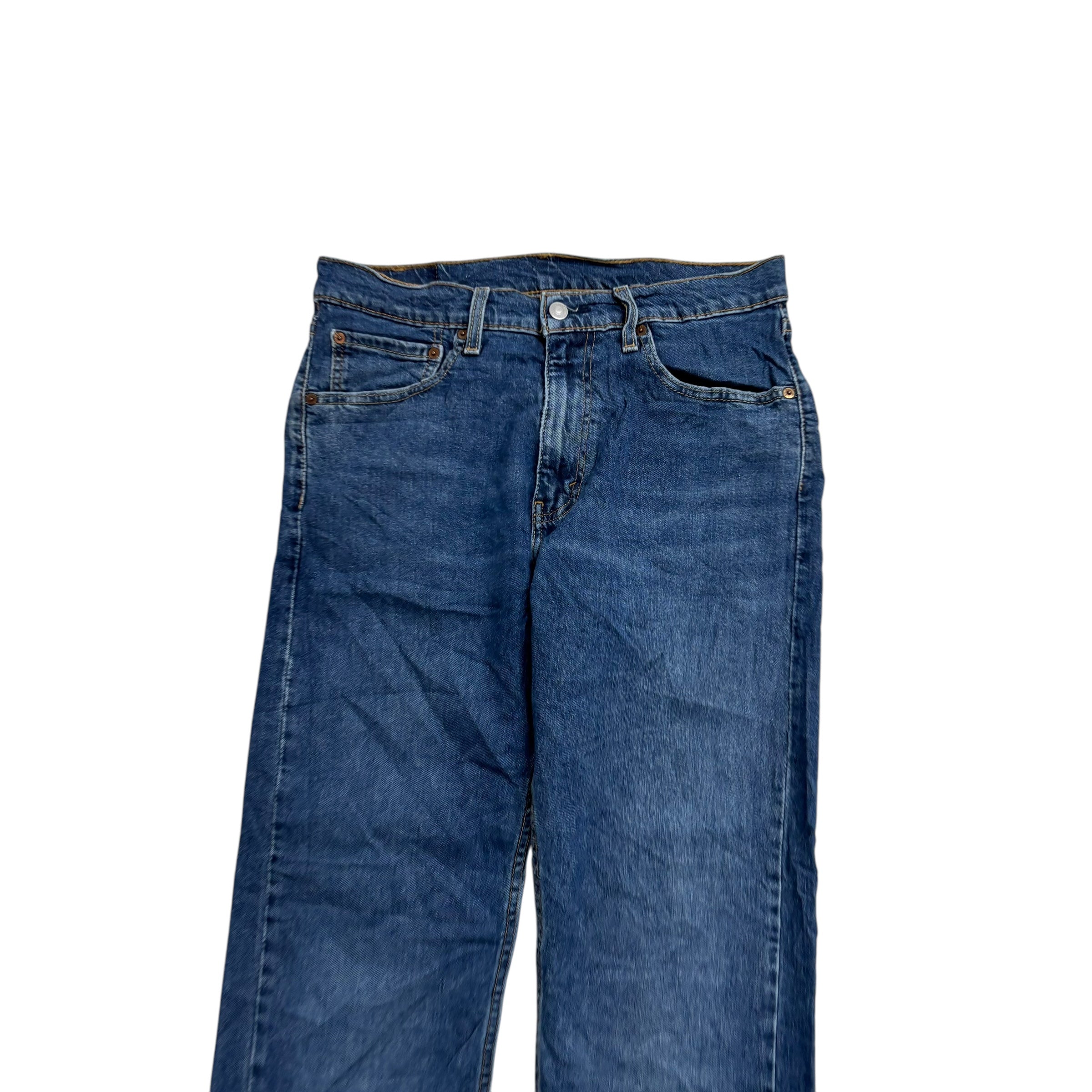 Levis 505 Jeans W32 L30 Mens Mid Blue Regular Straight Fit Stretch Denim (E)
