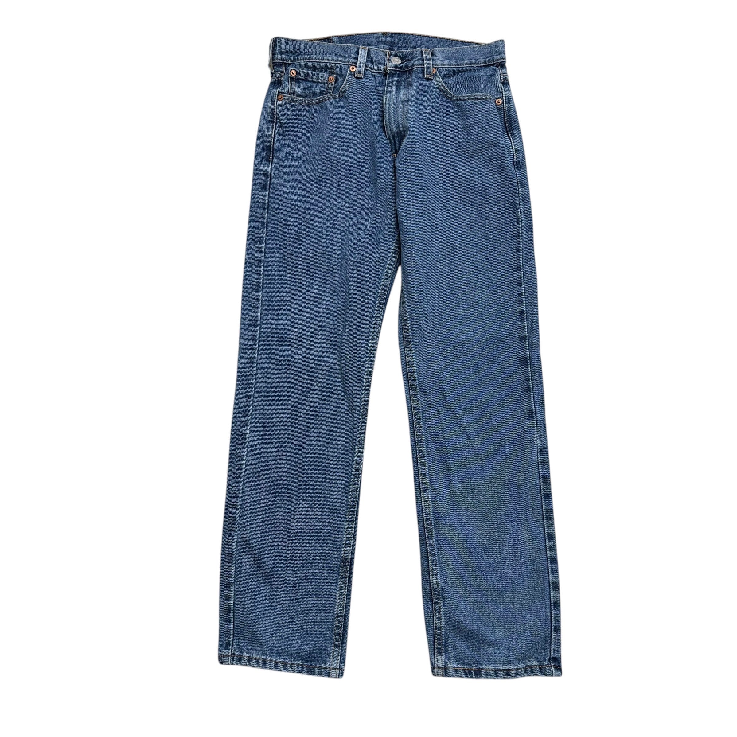 Levis 505 Jeans W30 L30 Mens Mid Blue Regular Straight Fit Denim (E)