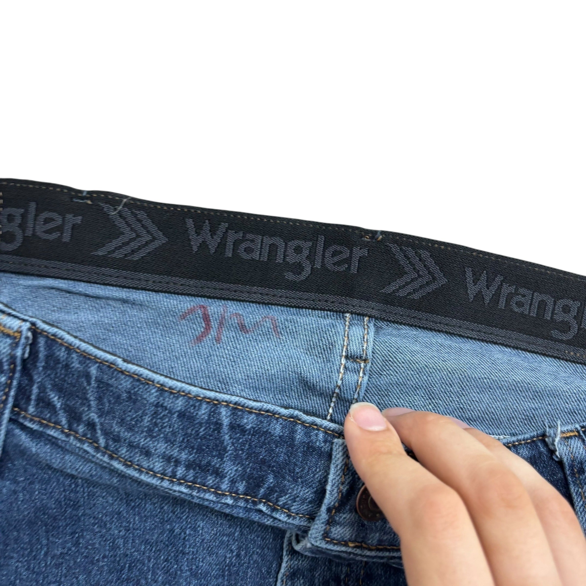 Wrangler Jeans W40 L26 Mens Mid Blue Regular Straight Fit Stretch Denim