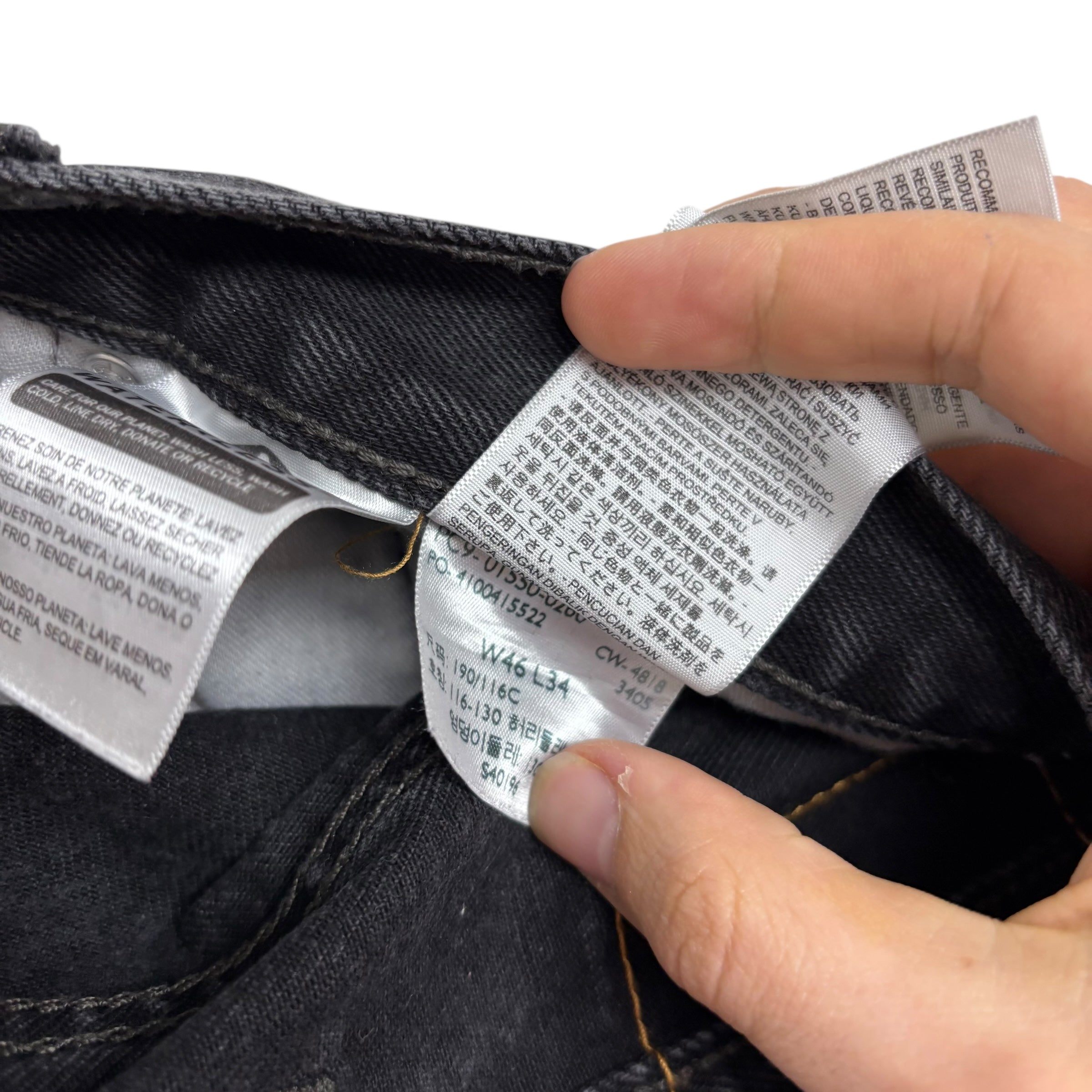 Levis 550 Jeans W44 L34 Mens Black Baggy Relaxed Straight Fit Denim (E)