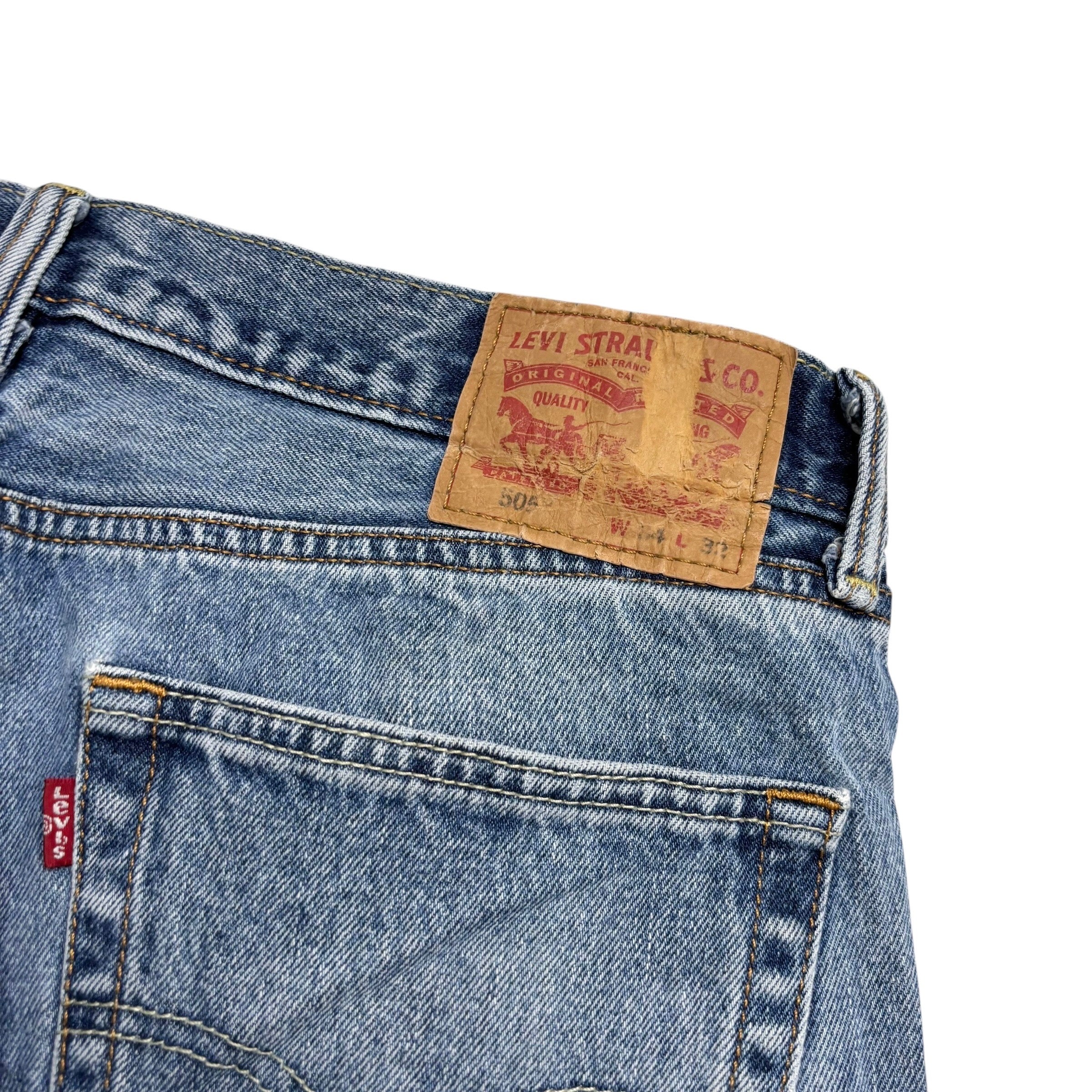 Levis 505 Jeans W34 L31 Mens Light Blue Regular Straight Fit Denim