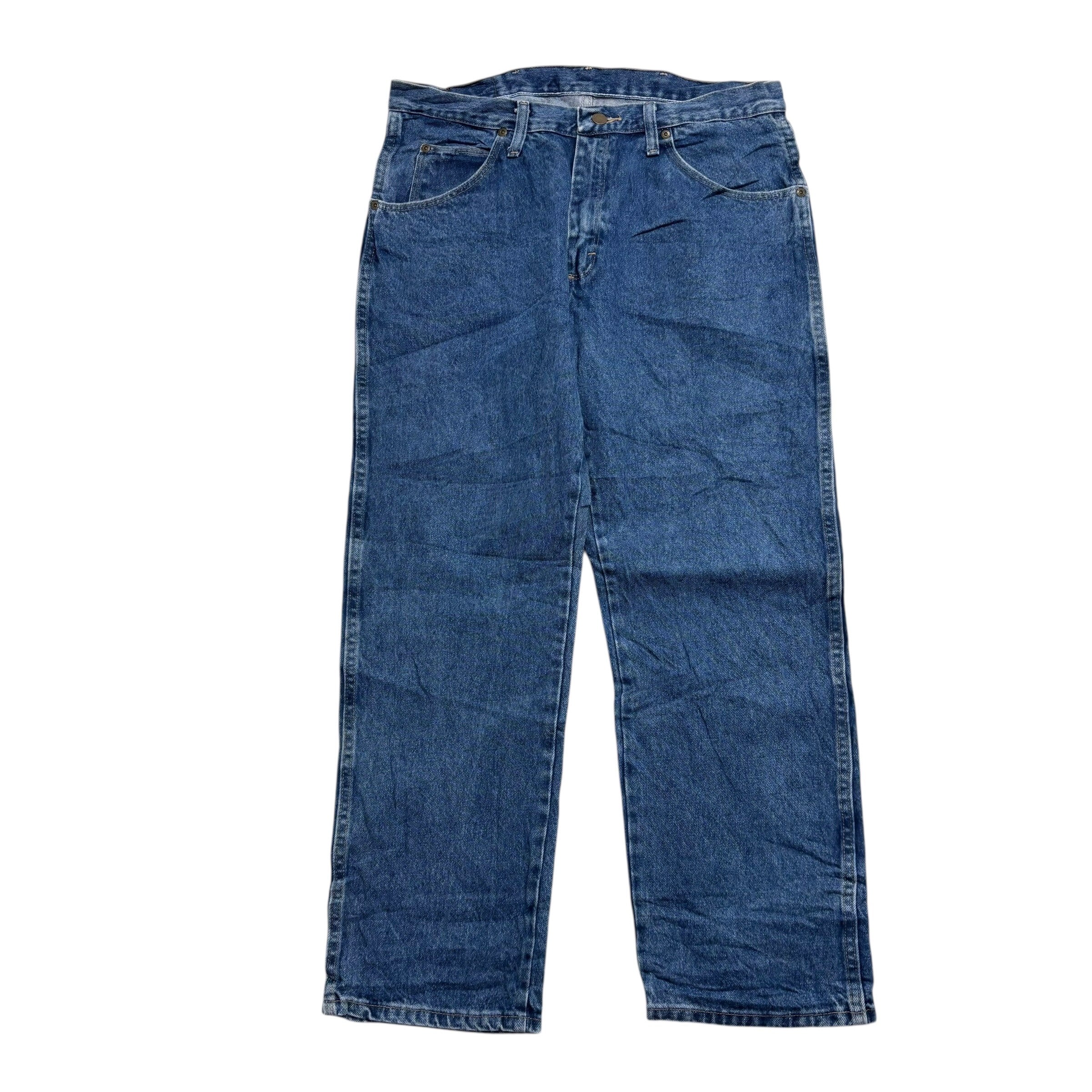 Wrangler Jeans W34 L28 Mens Mid Blue Regular Straight Fit Denim (E)