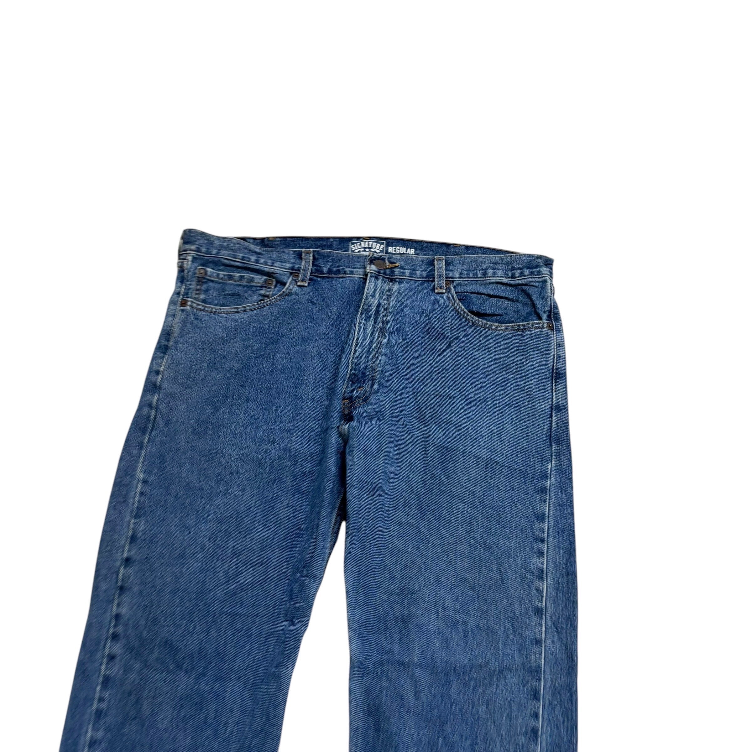 Levis Signature Jeans W40 L30 Mens Mid Blue Regular Straight Fit Denim