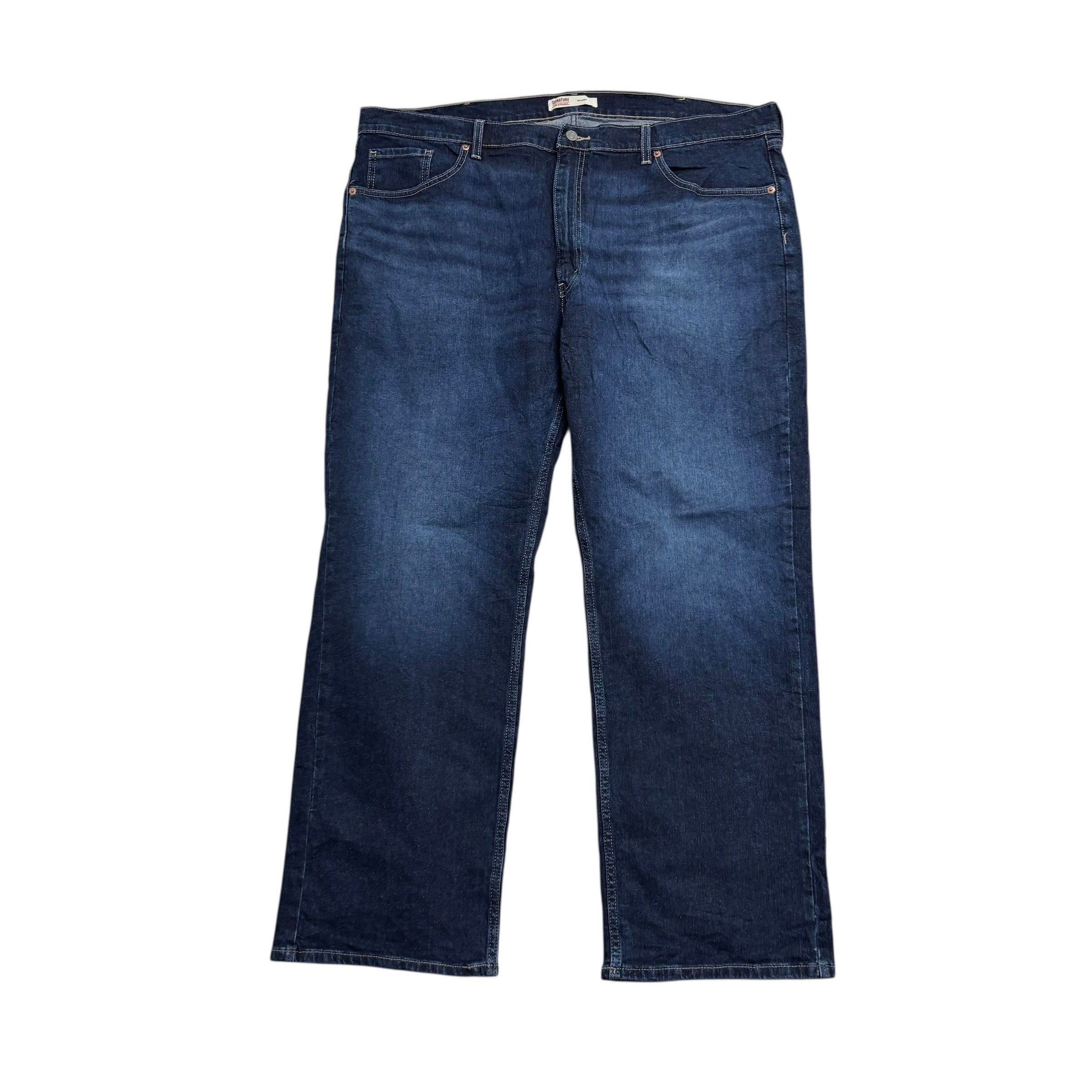 Levis Signature Jeans W44 L30 Mens Dark Blue Relaxed Straight Stretch Denim (E)