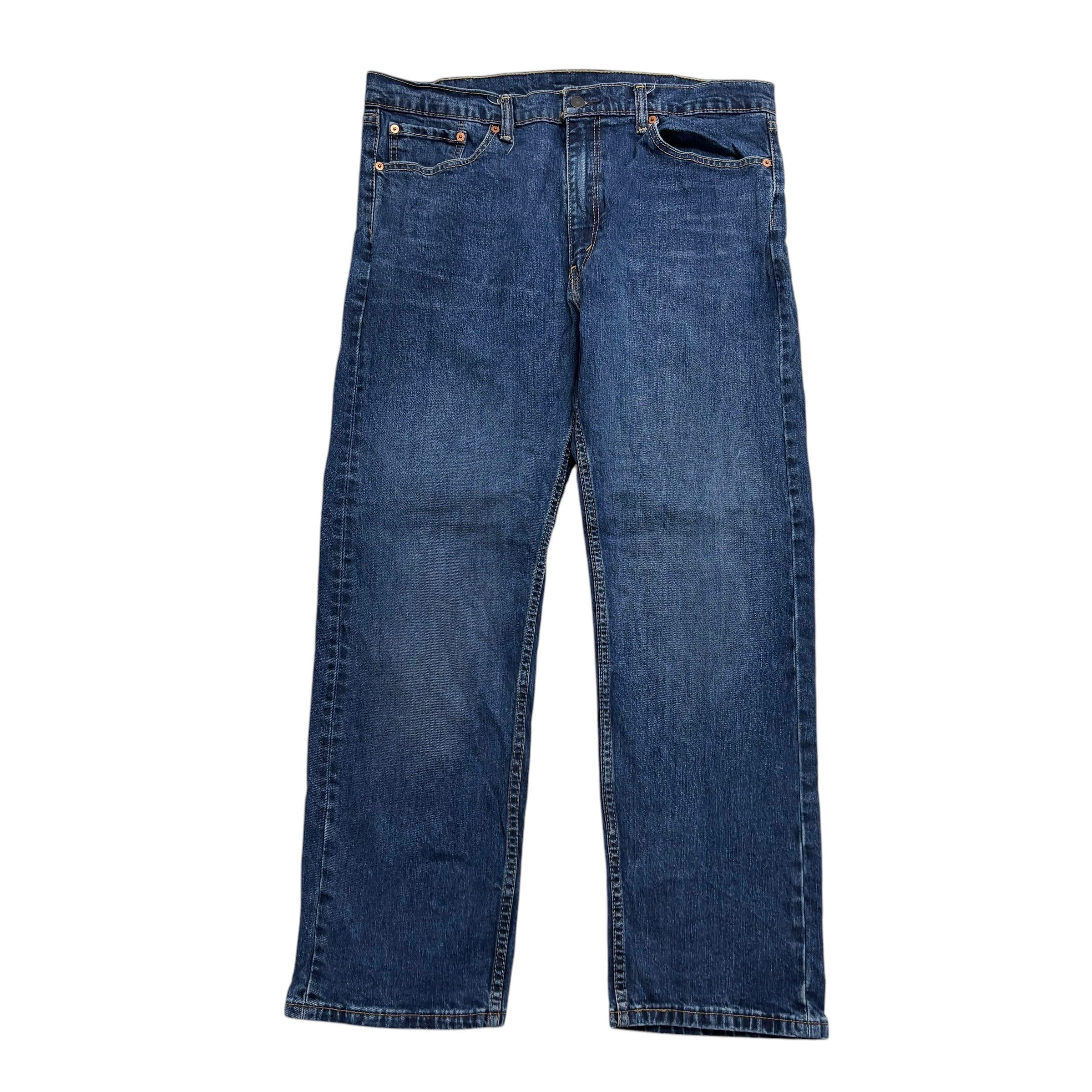 Levis 505 Jeans W38 L30 Mens Dark Blue Regular Straight Fit Stretch Denim (E)