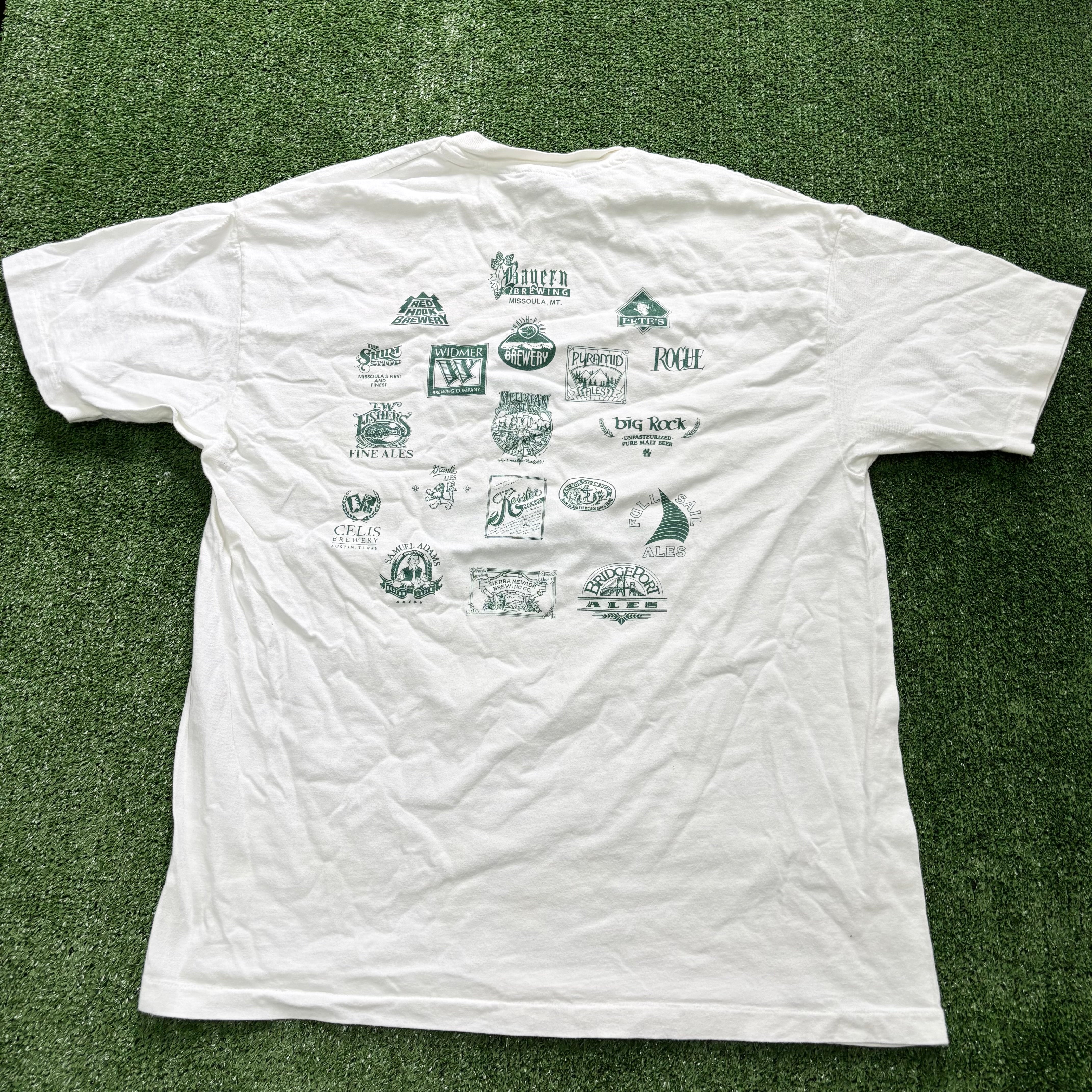 Vintage T Shirt Mens XL White Single Stitch Graphic Print 90s USA Beer