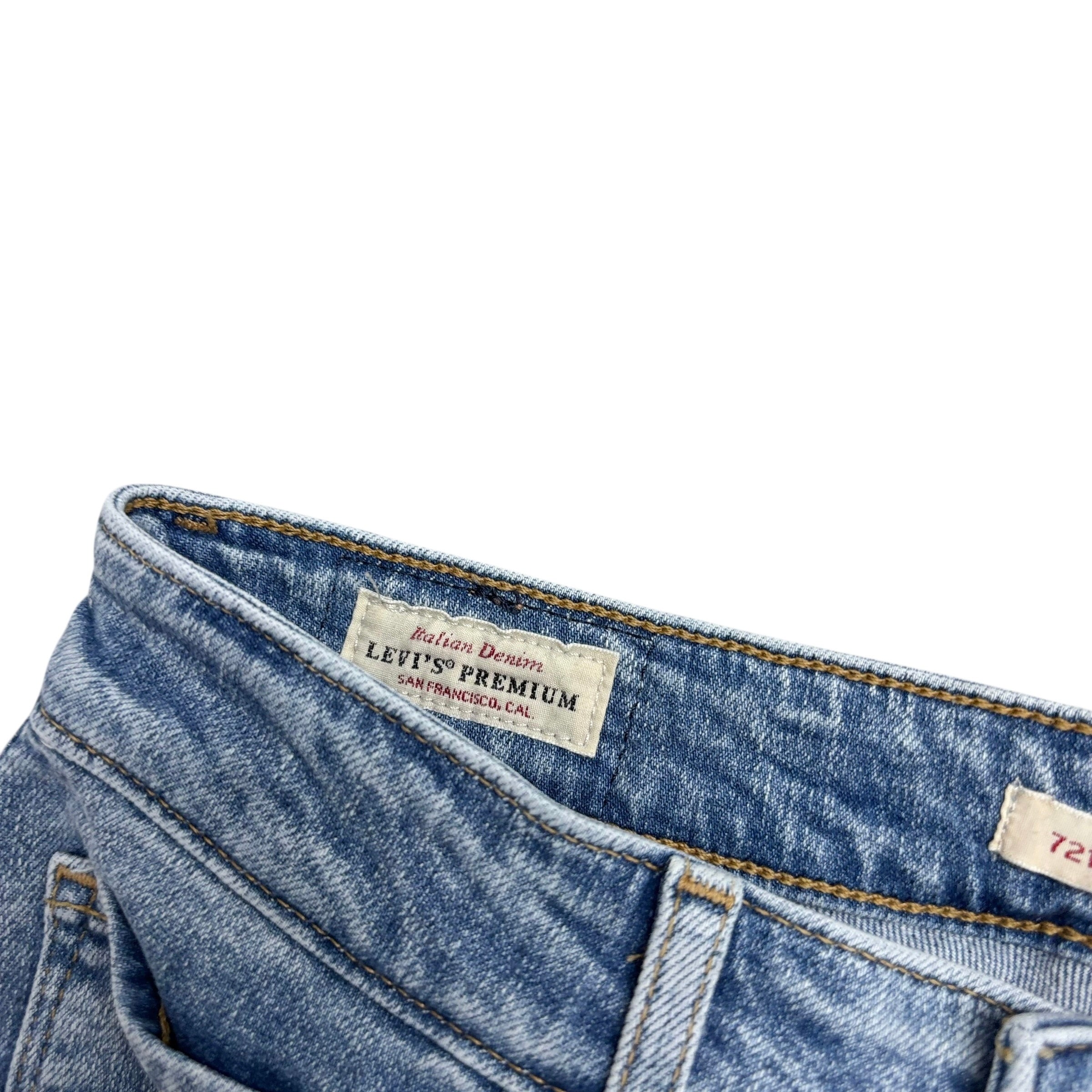 Levis 721 Jeans W26 L30 Womens Mid Blue High Rise Skinny Fit Stretch Denim (E)