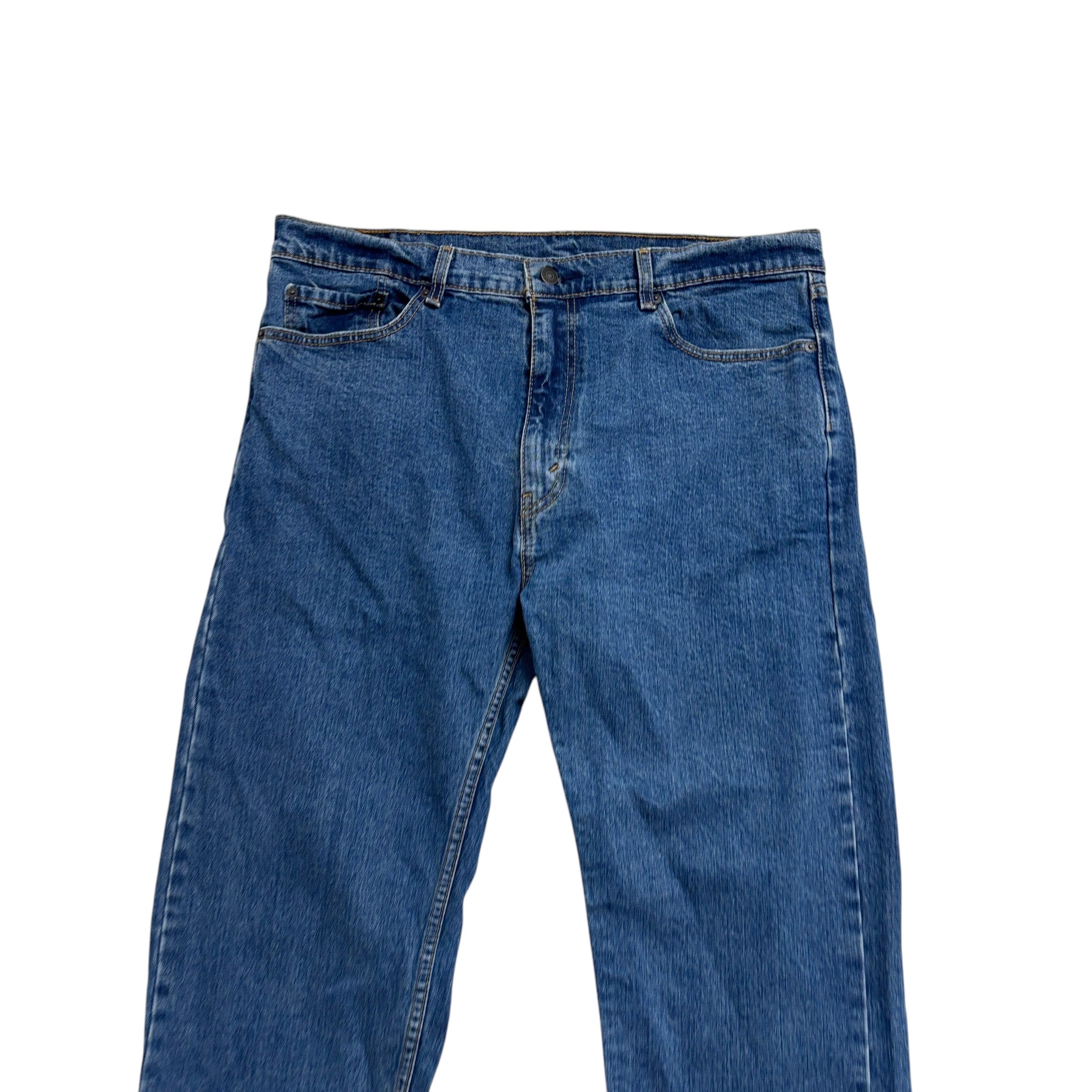 Levis 505 Jeans W38 L30 Mens Mid Blue Regular Straight Fit Stretch Denim (E)