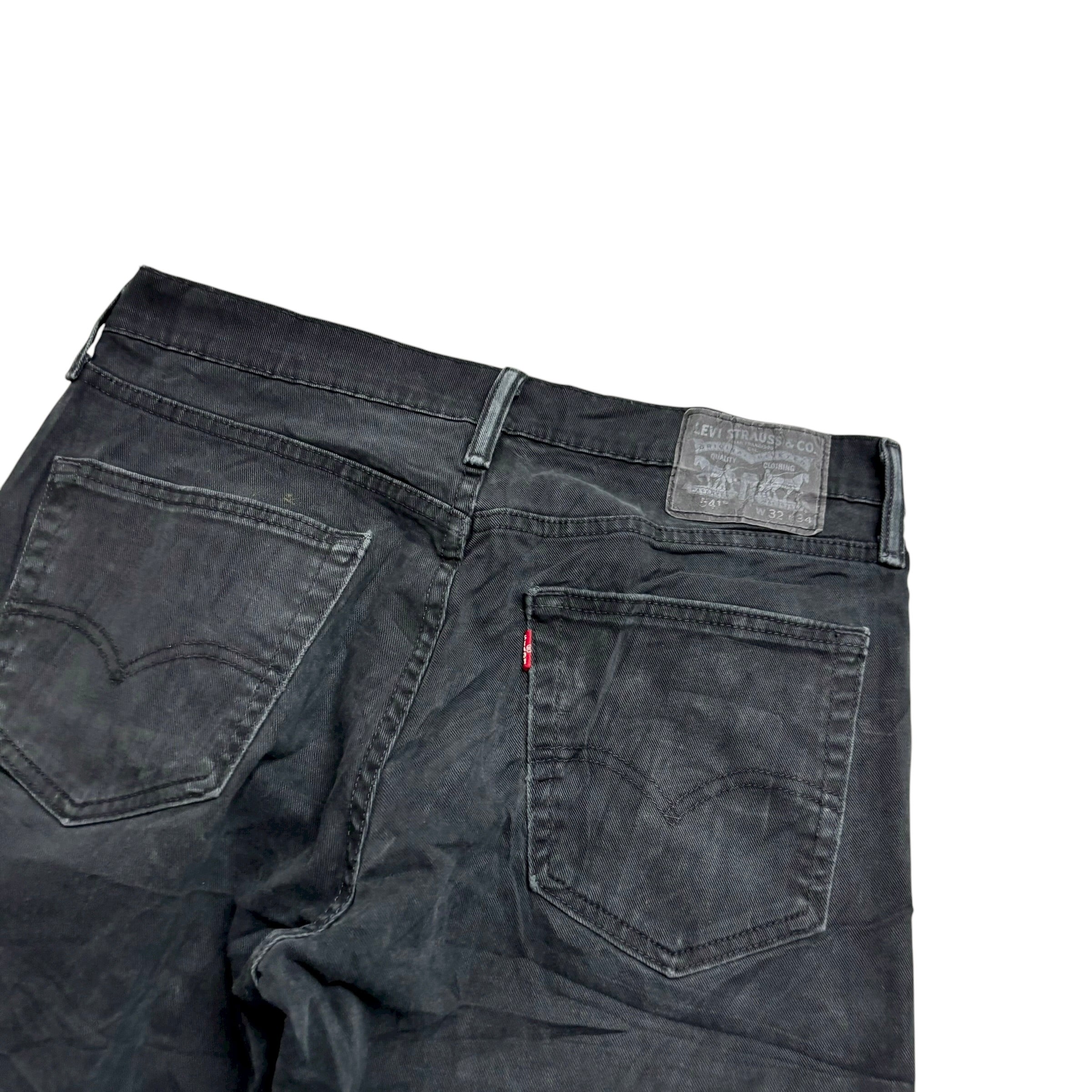 Levis 541 Jeans W32 L33 Mens Black Athletic Tapered Fit Stretch Denim (F)