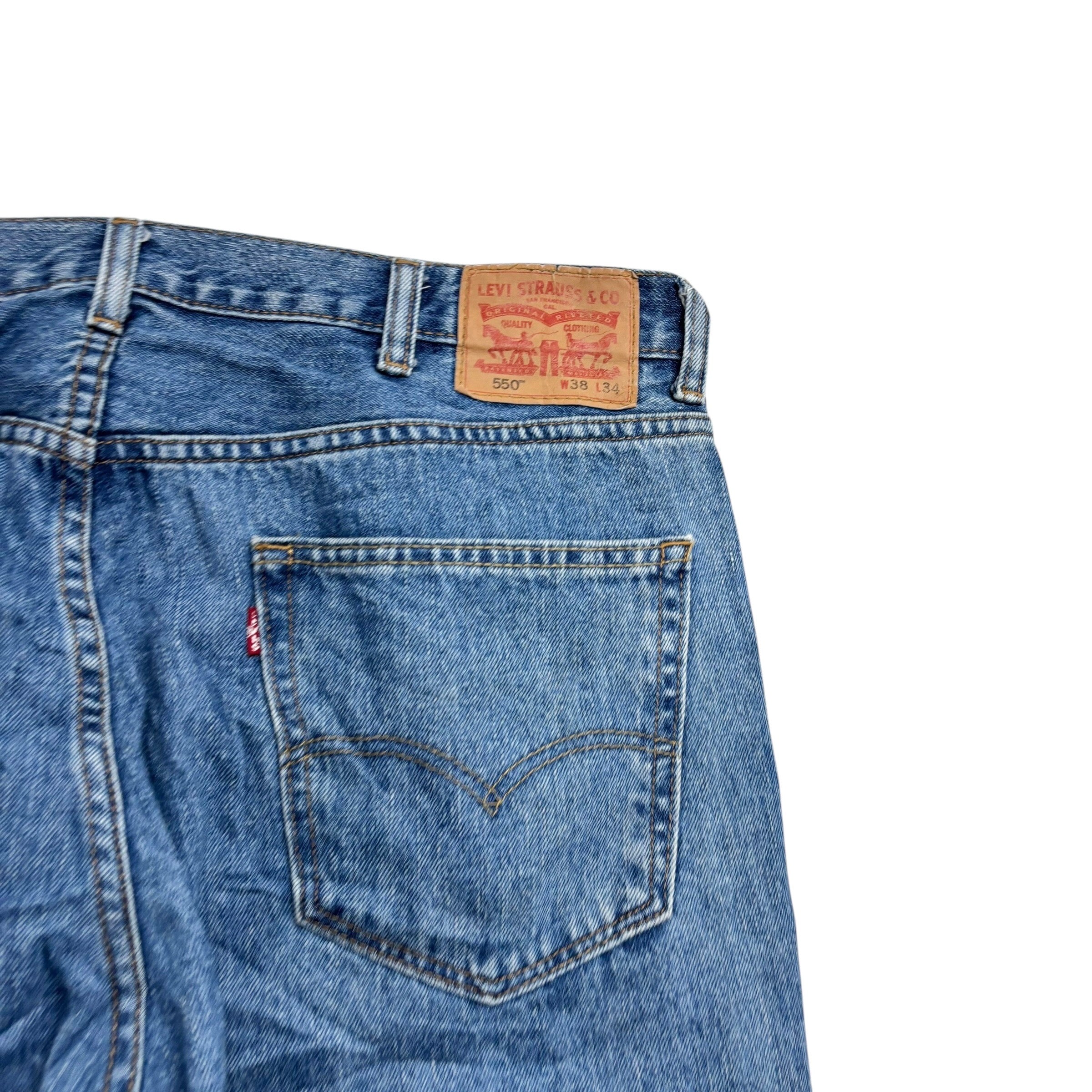 Levis 550 Jeans W38 L34 Mens Mid Blue Baggy Relaxed Straight Fit Denim