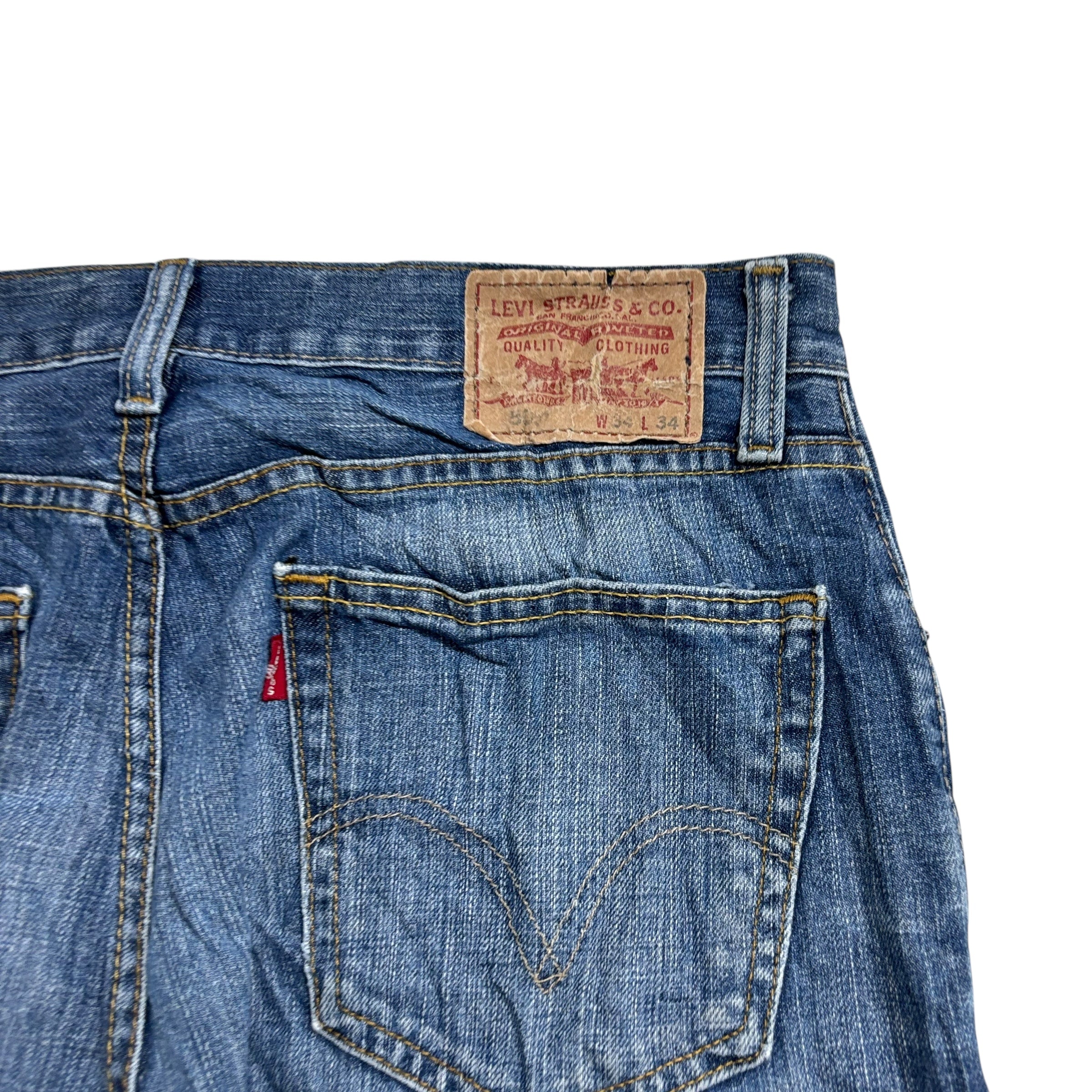 Levis 505 Jeans W34 L34 Mens Mid Blue Regular Straight Fit Vintage Denim (E)
