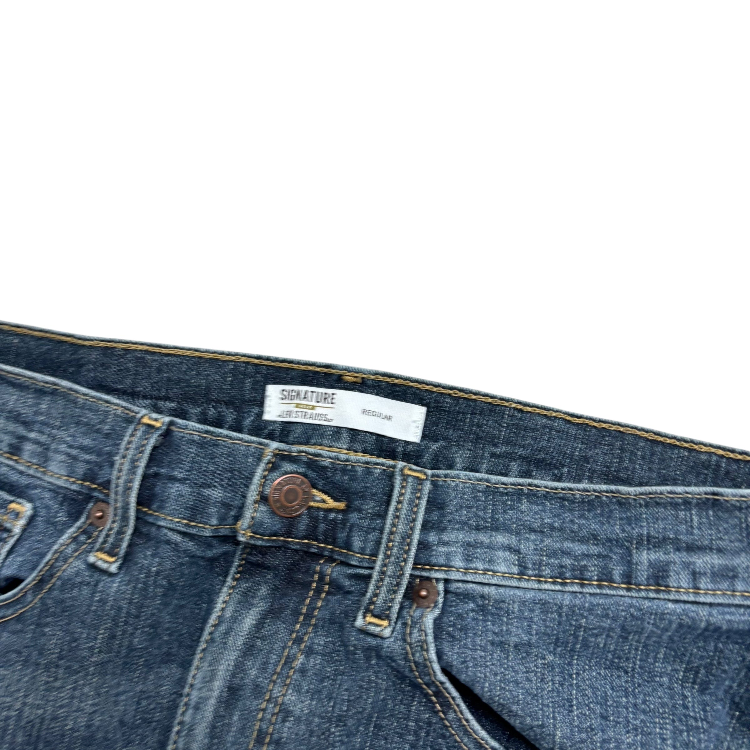 Levis Signature Jeans W33 L28 Mens Dark Blue Regular Straight Stretch Denim (E)
