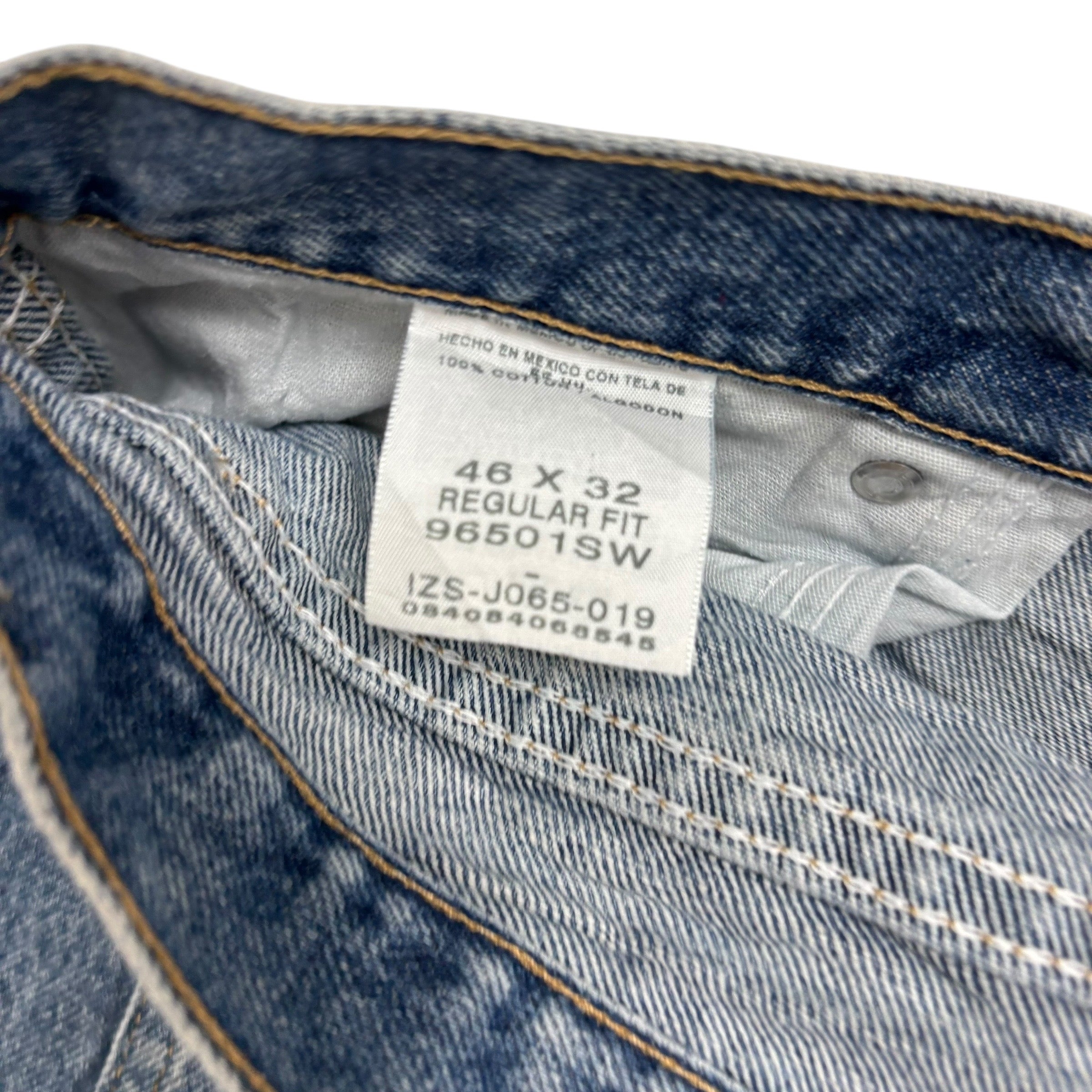 Wrangler Jeans W46 L32 Mens Mid Blue Regular Straight Fit Denim (E)