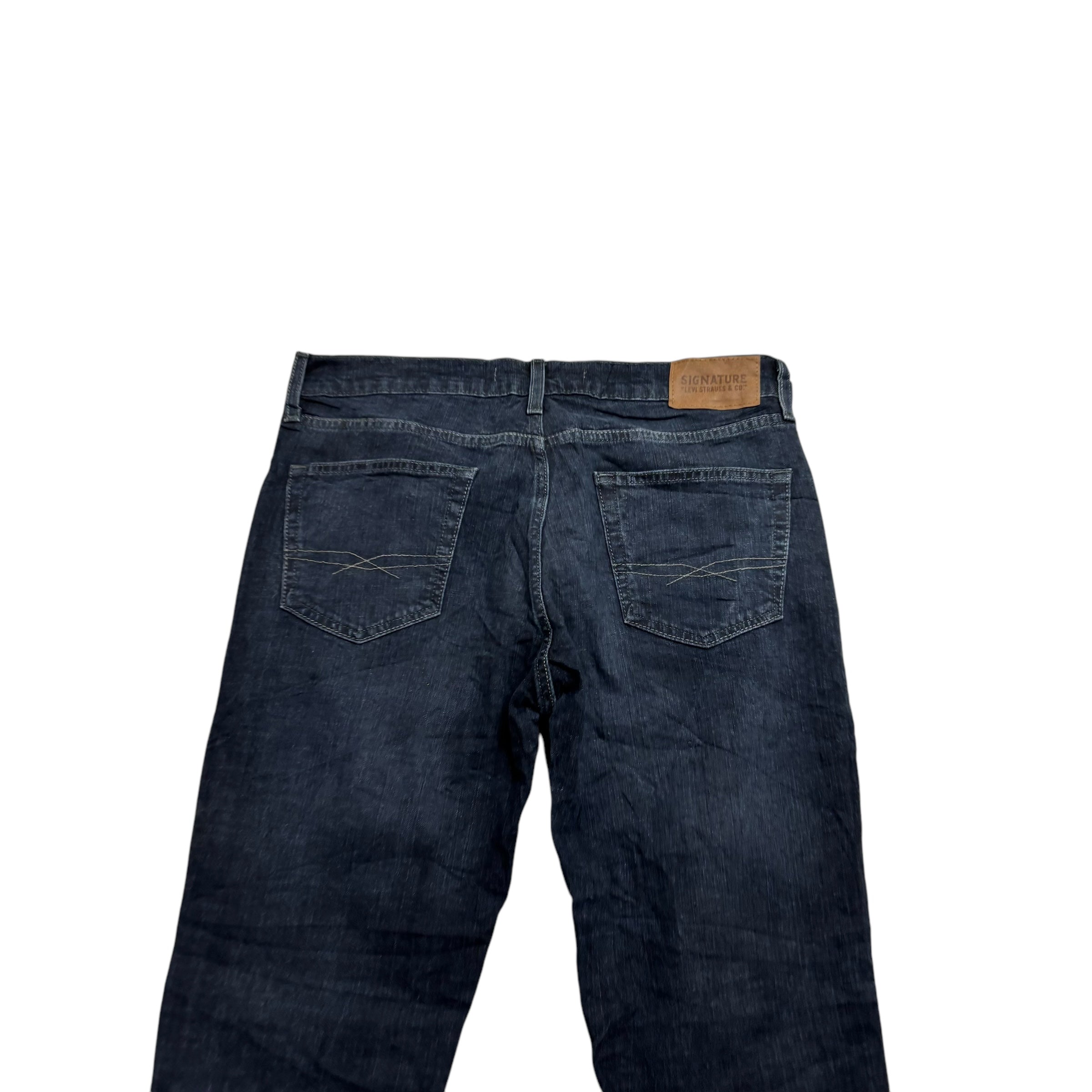 Levis Signature Jeans W34 L32 Mens Dark Blue Slim Fit Stretch Denim (E)
