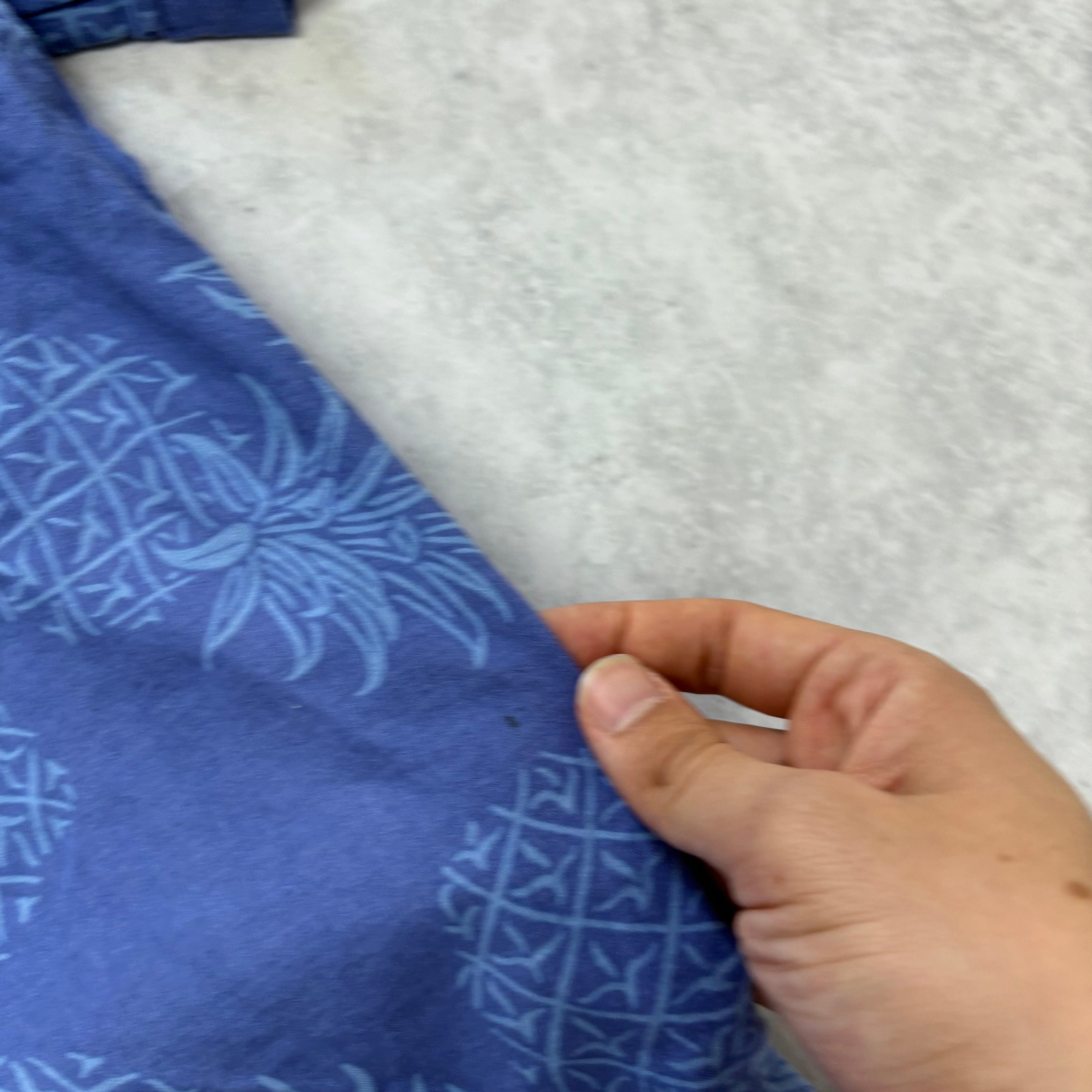 George Hawaiian Shirt Mens XL Blue Floral Aloha Short Sleeve Linen Blend