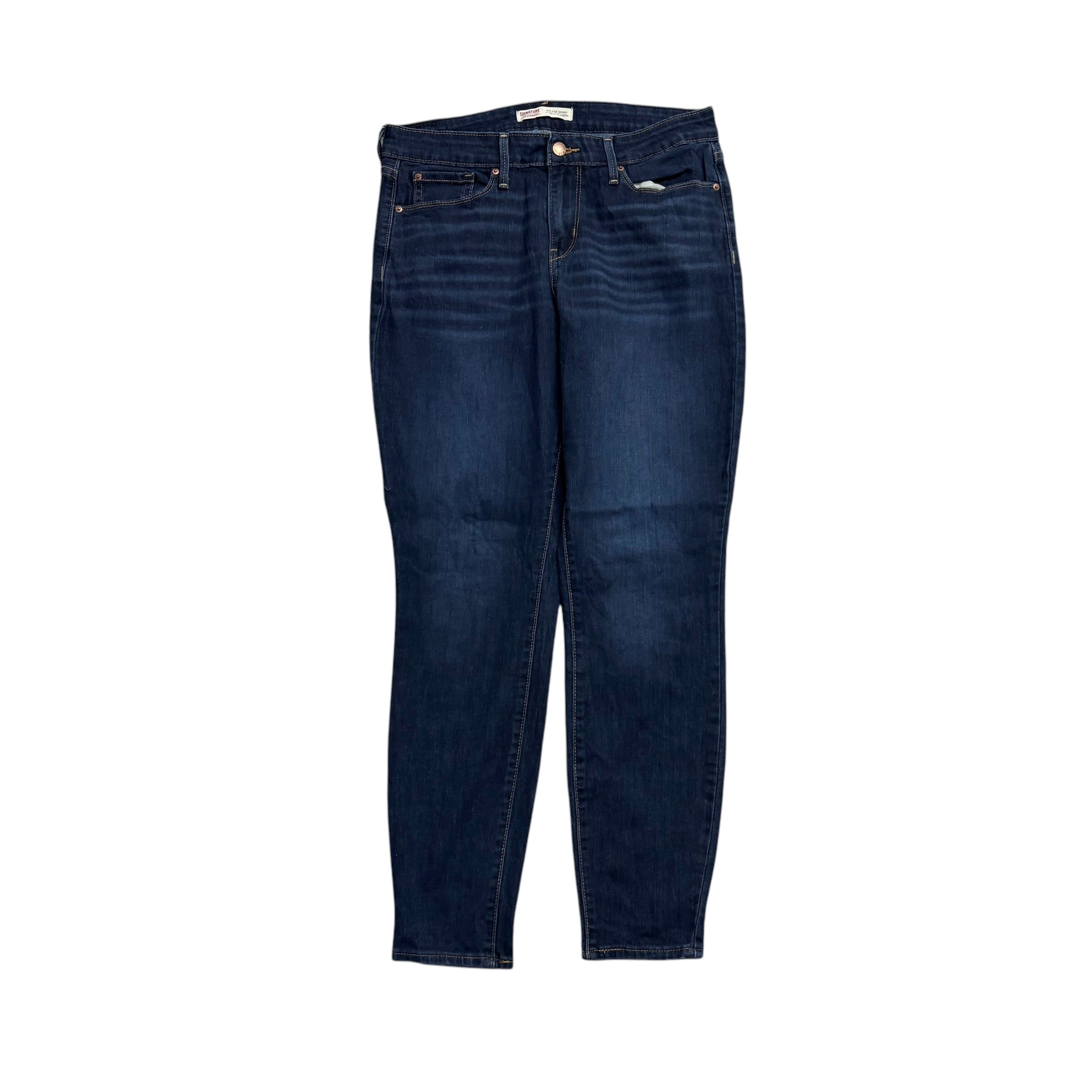 Levis Signature Jeans W28 L30 Womens Skinny Fit Dark Blue Stretch Denim (E)