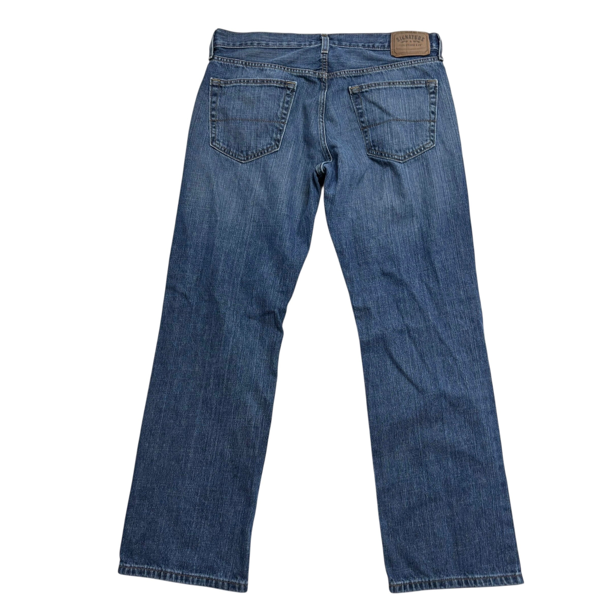 Levis Signature Jeans W34 L32 Mens Mid Blue Relaxed Straight Fit Denim
