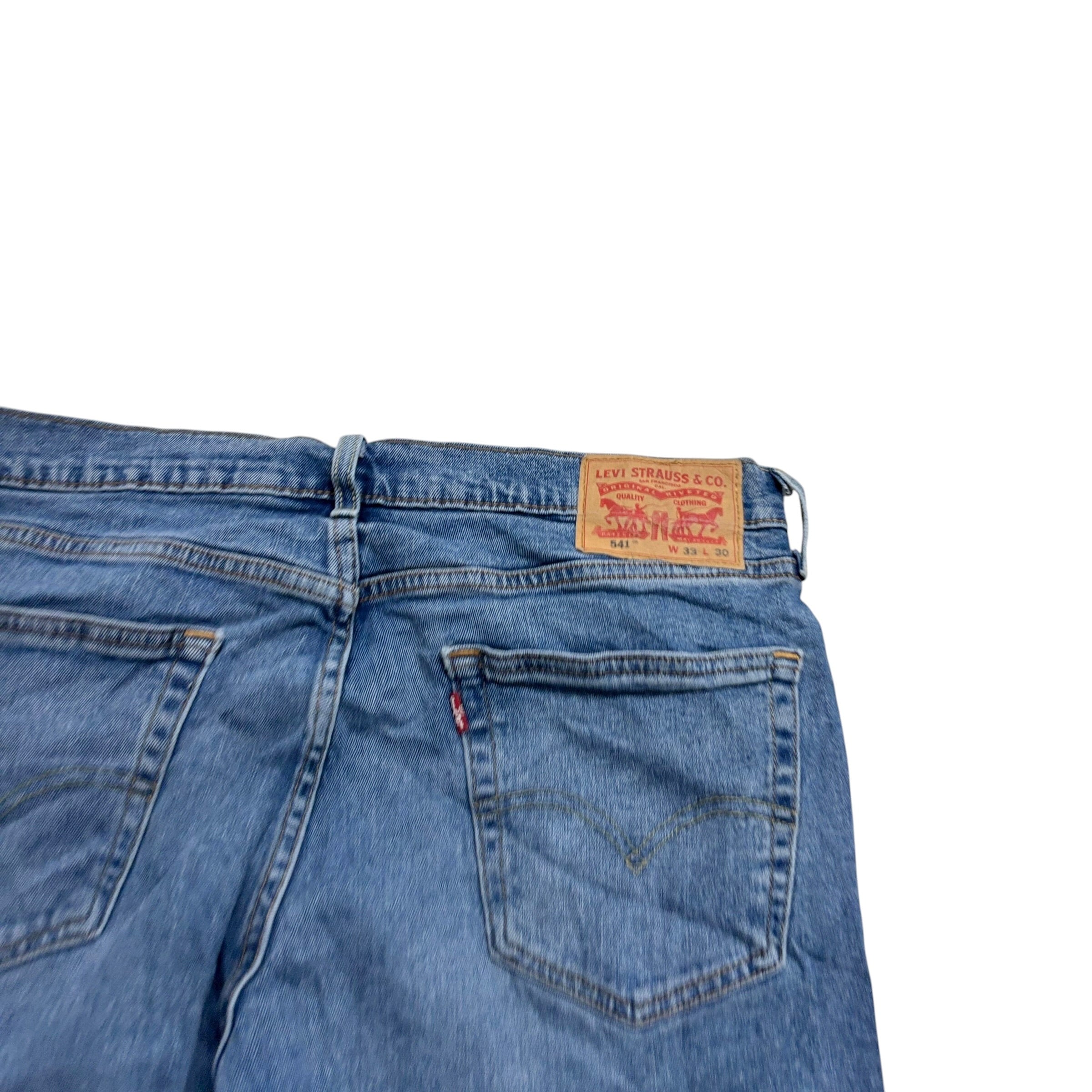 Levis 541 Jeans W33 L29 Mens Mid Blue Athletic Tapered Fit Stretch Denim