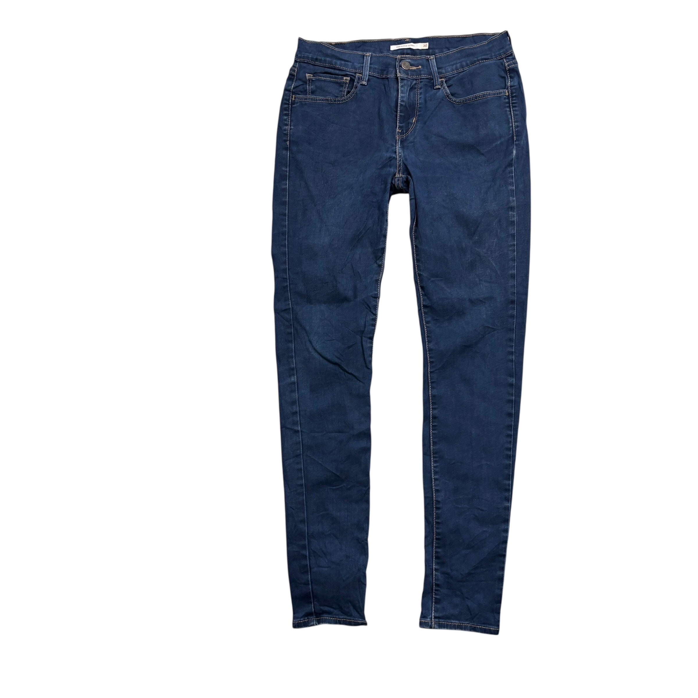 Levis 710 Jeans W30 L30 Womens Super Skinny Fit Dark Blue Stretch Denim (E)