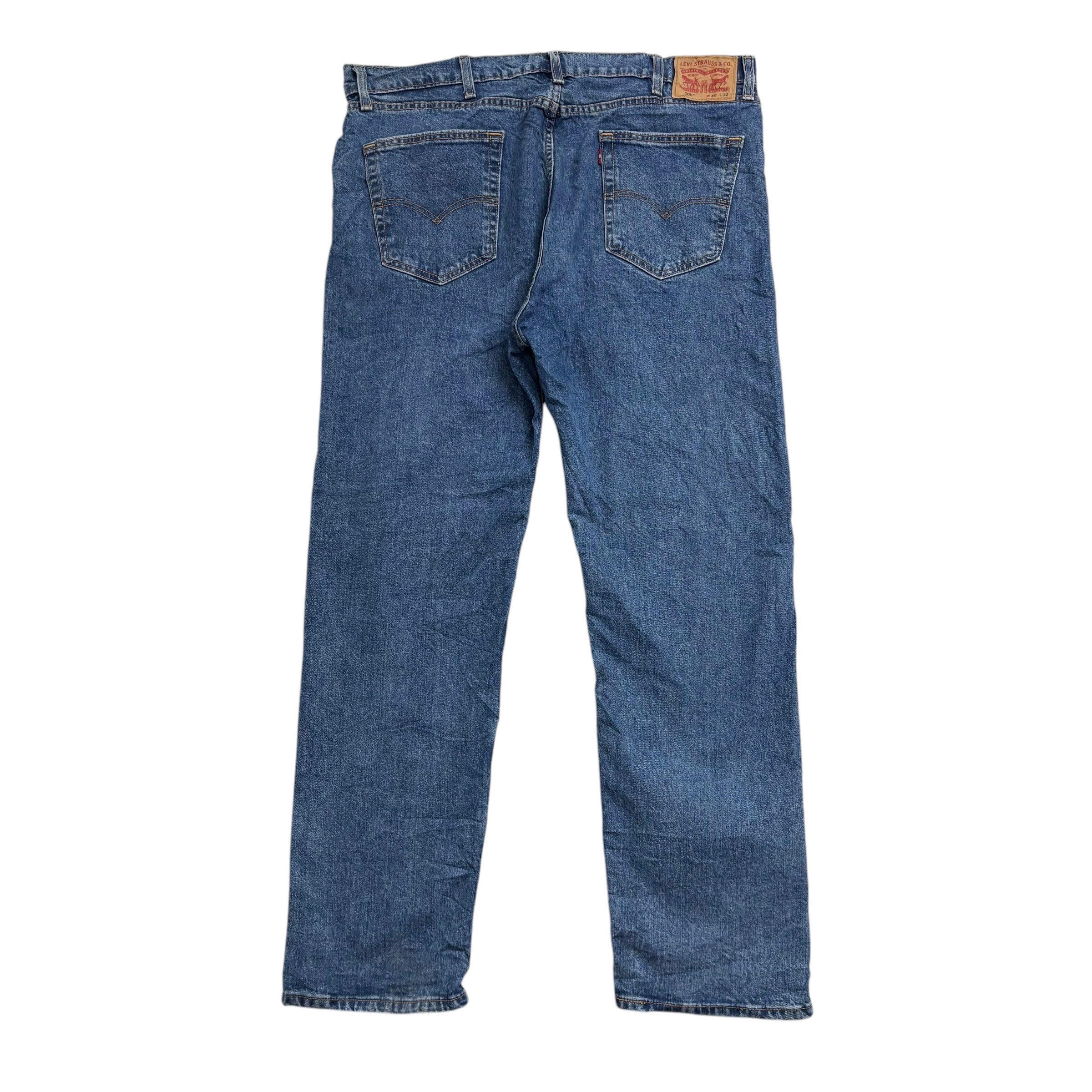Levis 505 Jeans W40 L32 Mens Mid Blue Regular Straight Fit Stretch Denim (E)