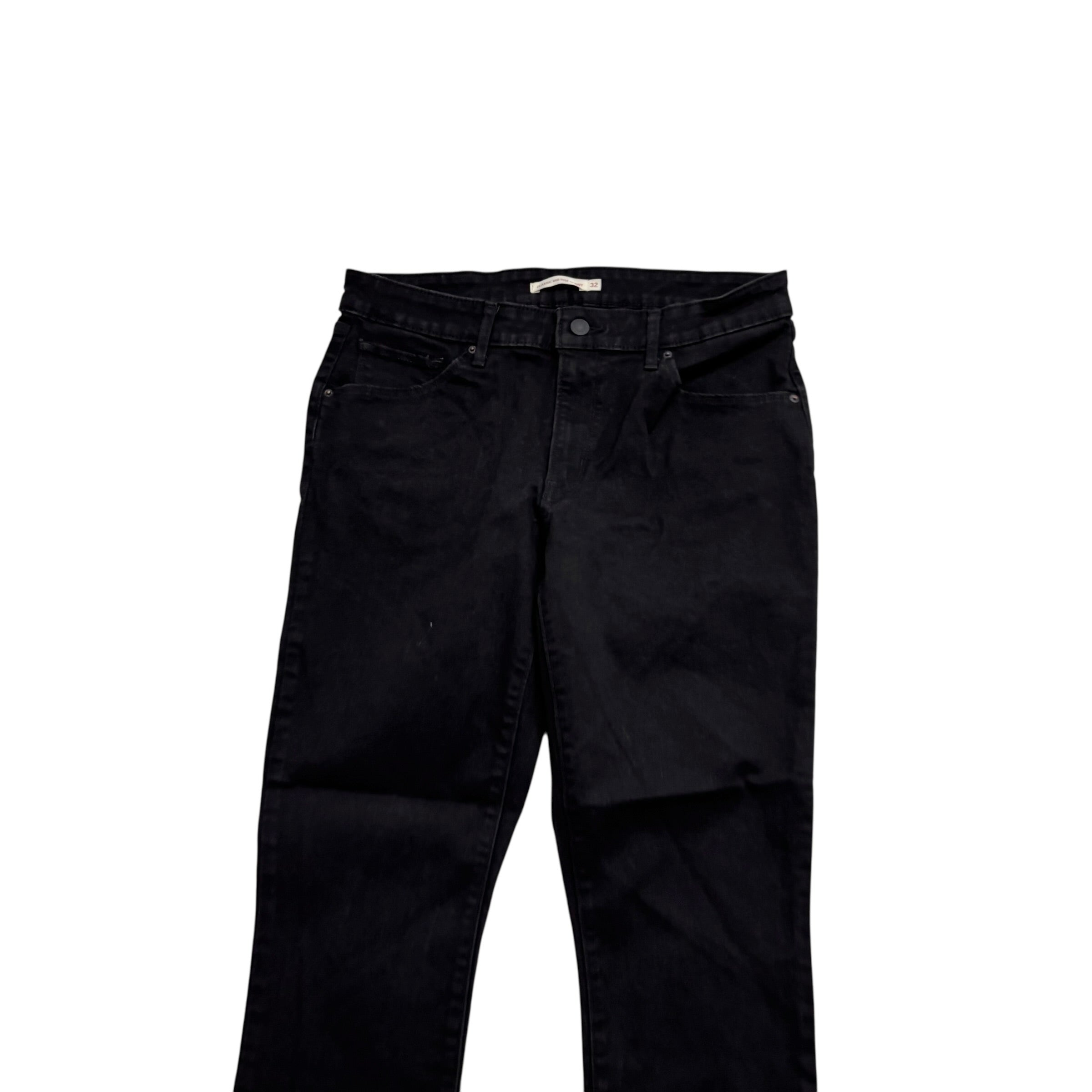 Levis Jeans W32 L30 Womens Mid Rise Skinny Fit Black Stretch Denim (E)