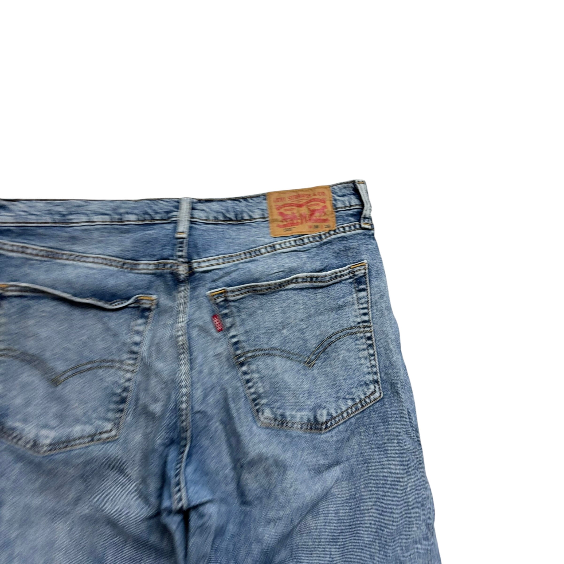 Levis 541 Jeans W36 L28 Mens Acid Wash Blue Athletic Tapered Fit Stretch Denim