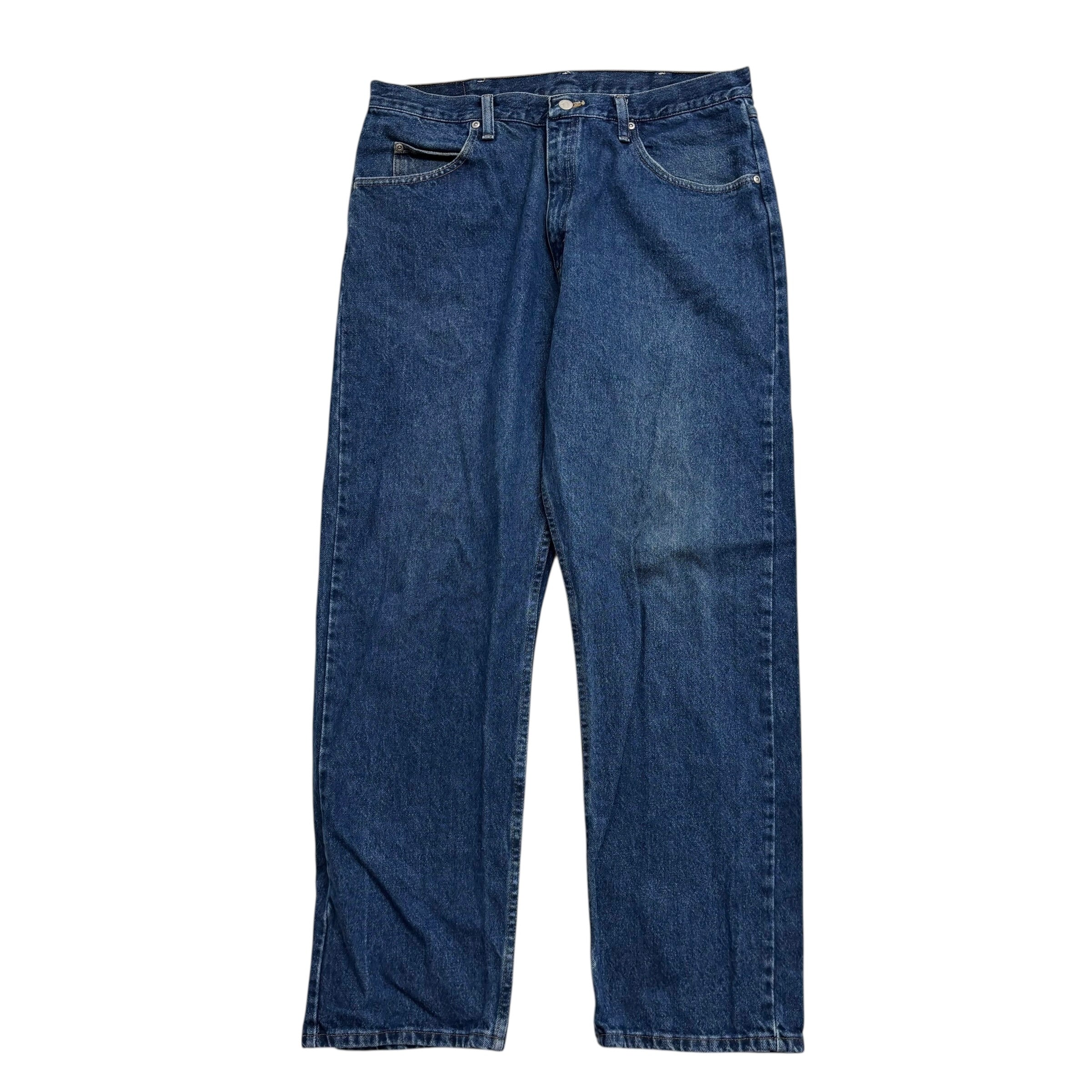 Wrangler Jeans W36 L32 Mens Dark Blue Relaxed Straight Fit Vintage Denim (E)
