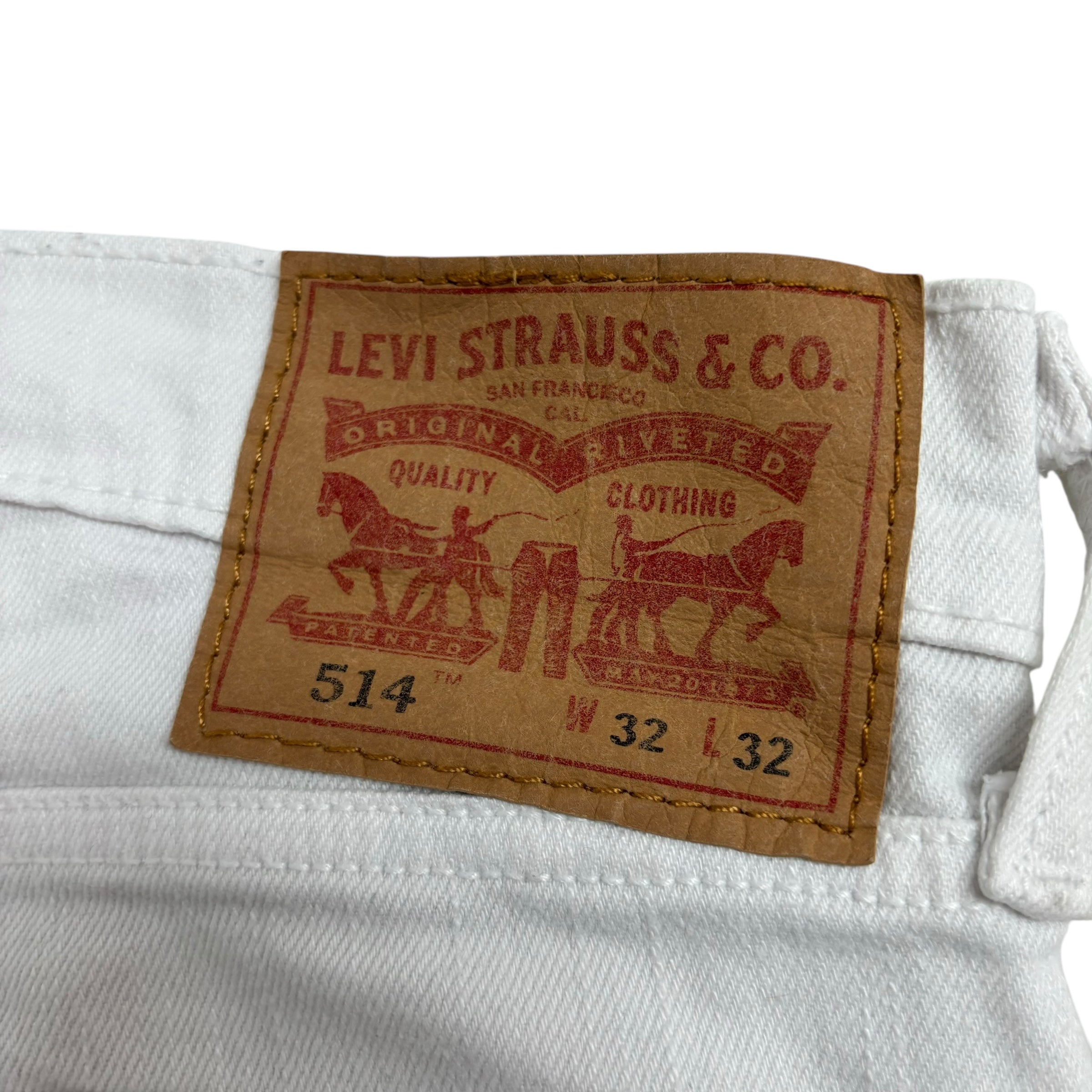 Levis 514 Jeans W32 L32 Mens White Regular Straight Fit Stretch Denim