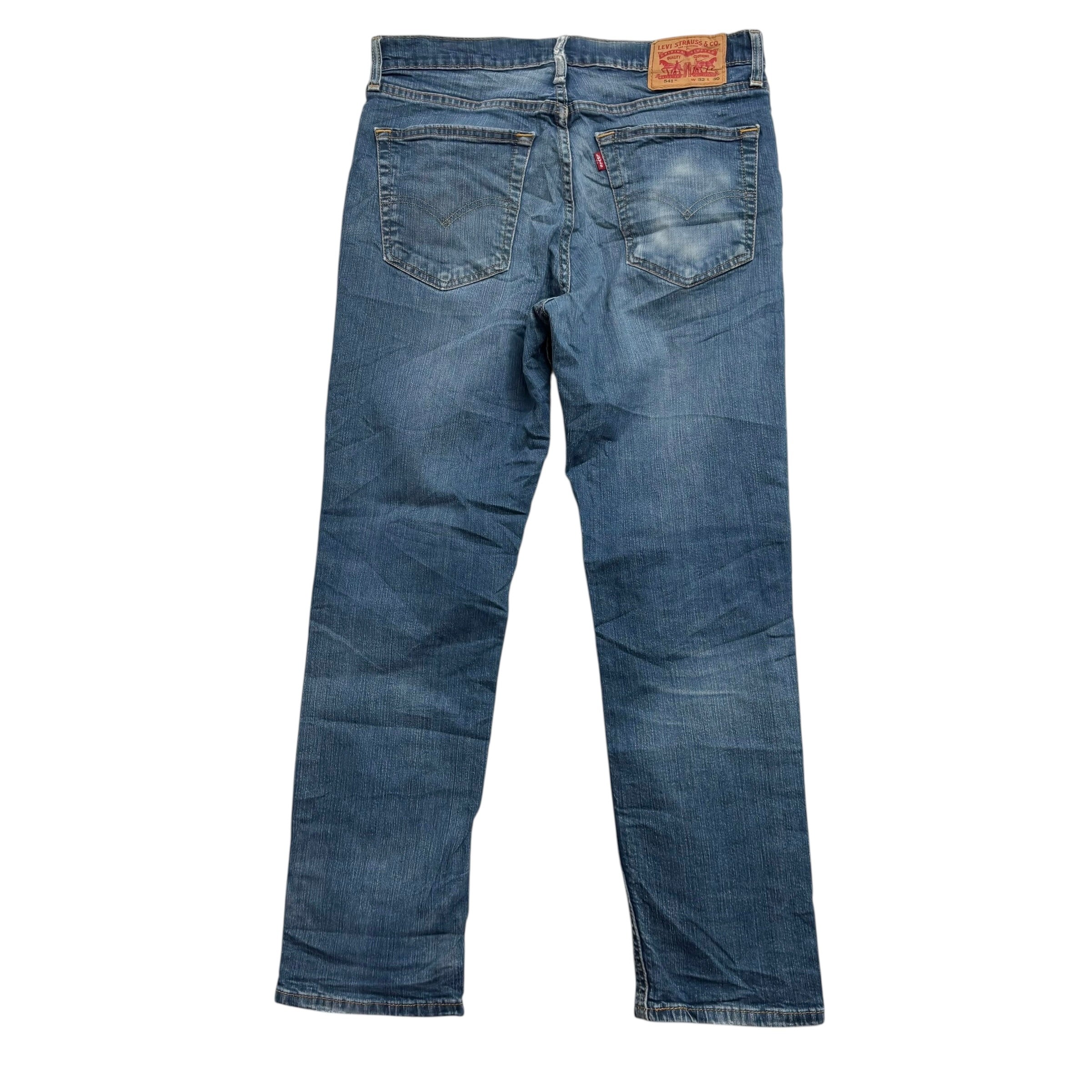 Levis 541 Jeans W32 L30 Mens Dark Blue Athletic Tapered Fit Stretch Denim