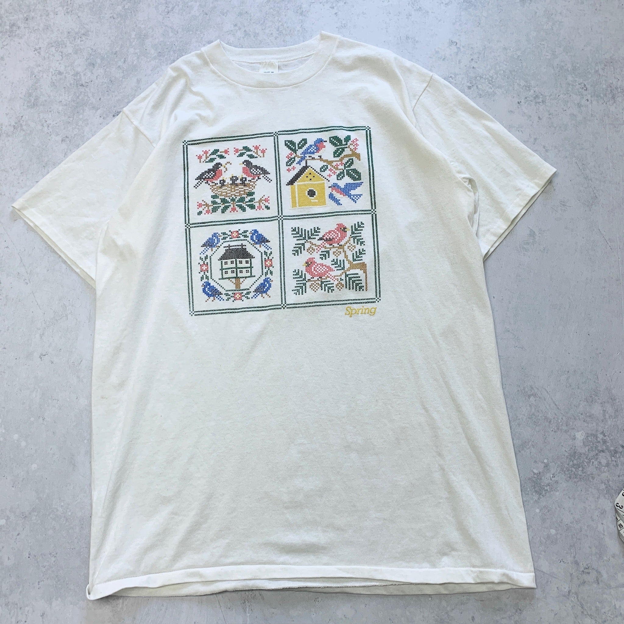 Vintage T Shirt Mens XXL White Single Stitch Graphic Print 90s USA Nature