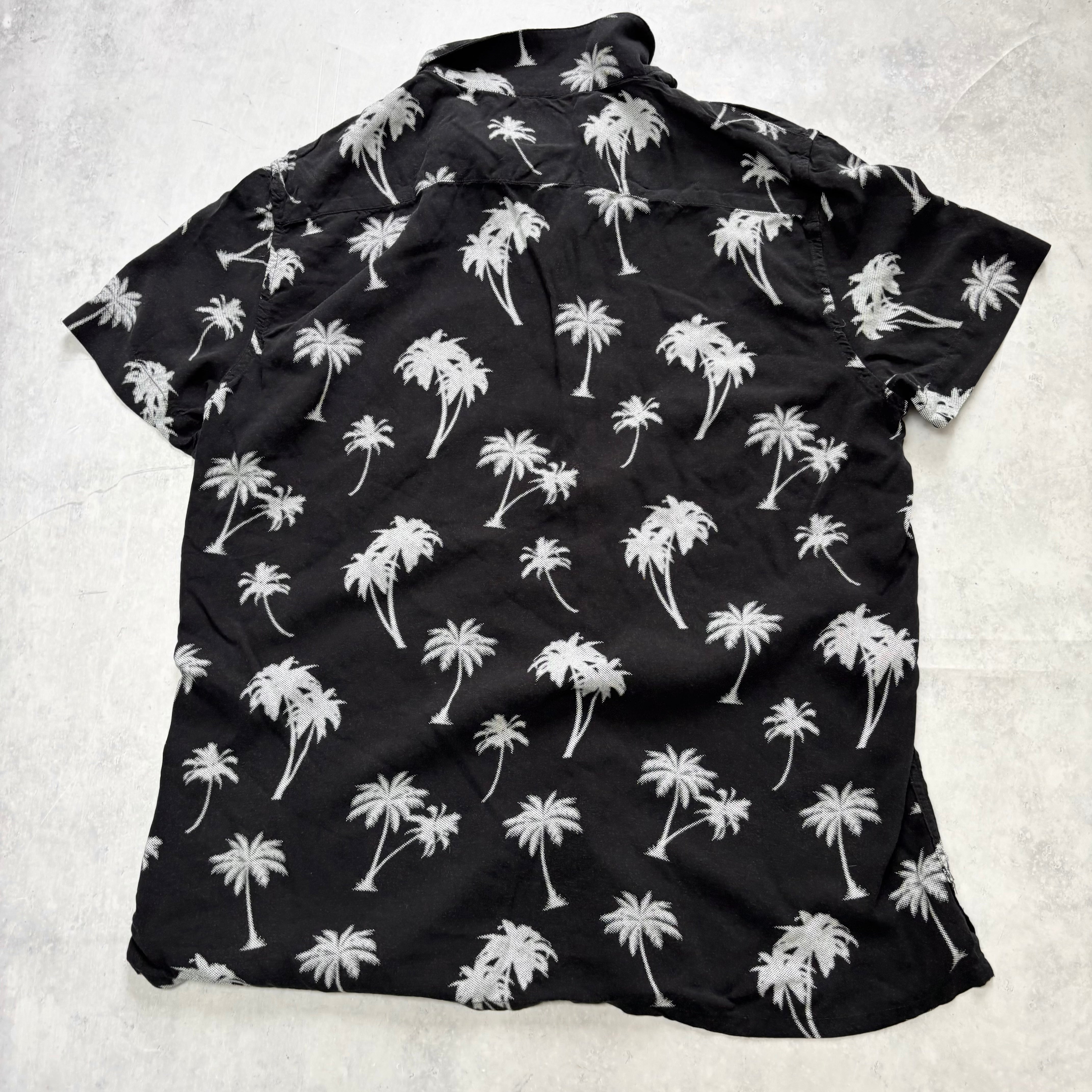 Hawaiian Shirt Mens XL Black Floral Aloha Short Sleeve Slim Fit Viscose