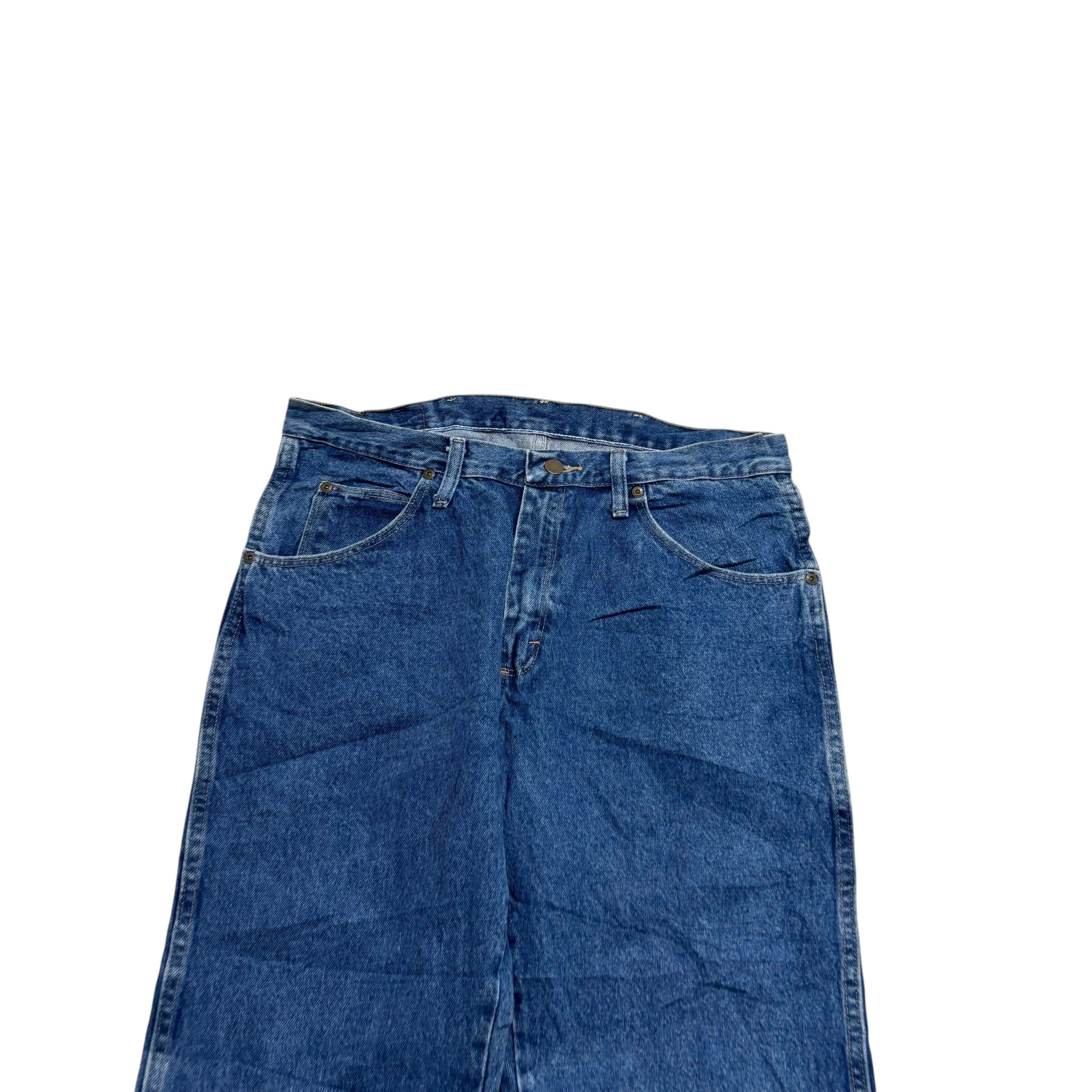 Wrangler Jeans W34 L28 Mens Mid Blue Regular Straight Fit Denim (E)